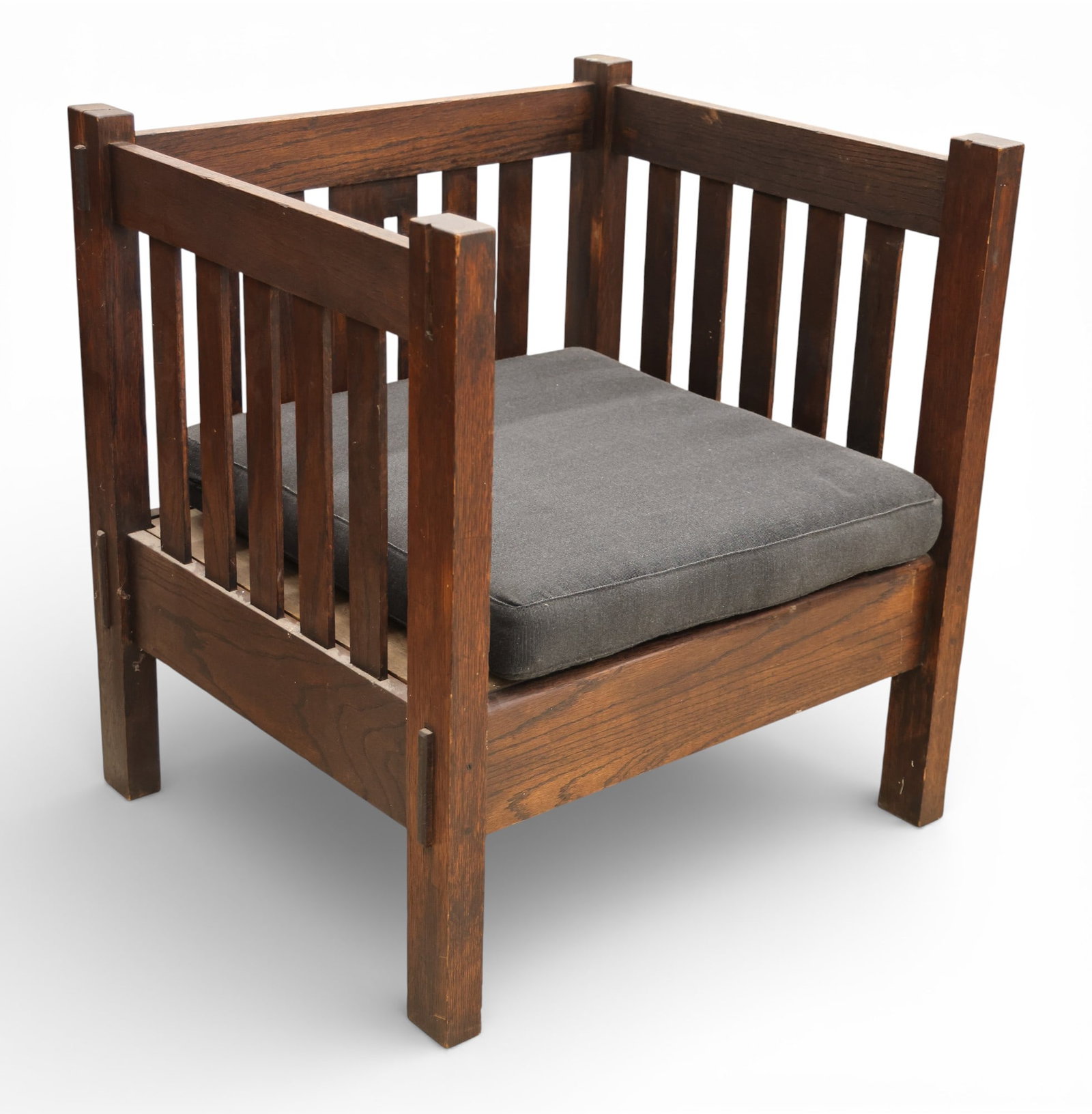 Antique Mission Oak Arts & Crafts Square Cube Armchair (1 of 2)