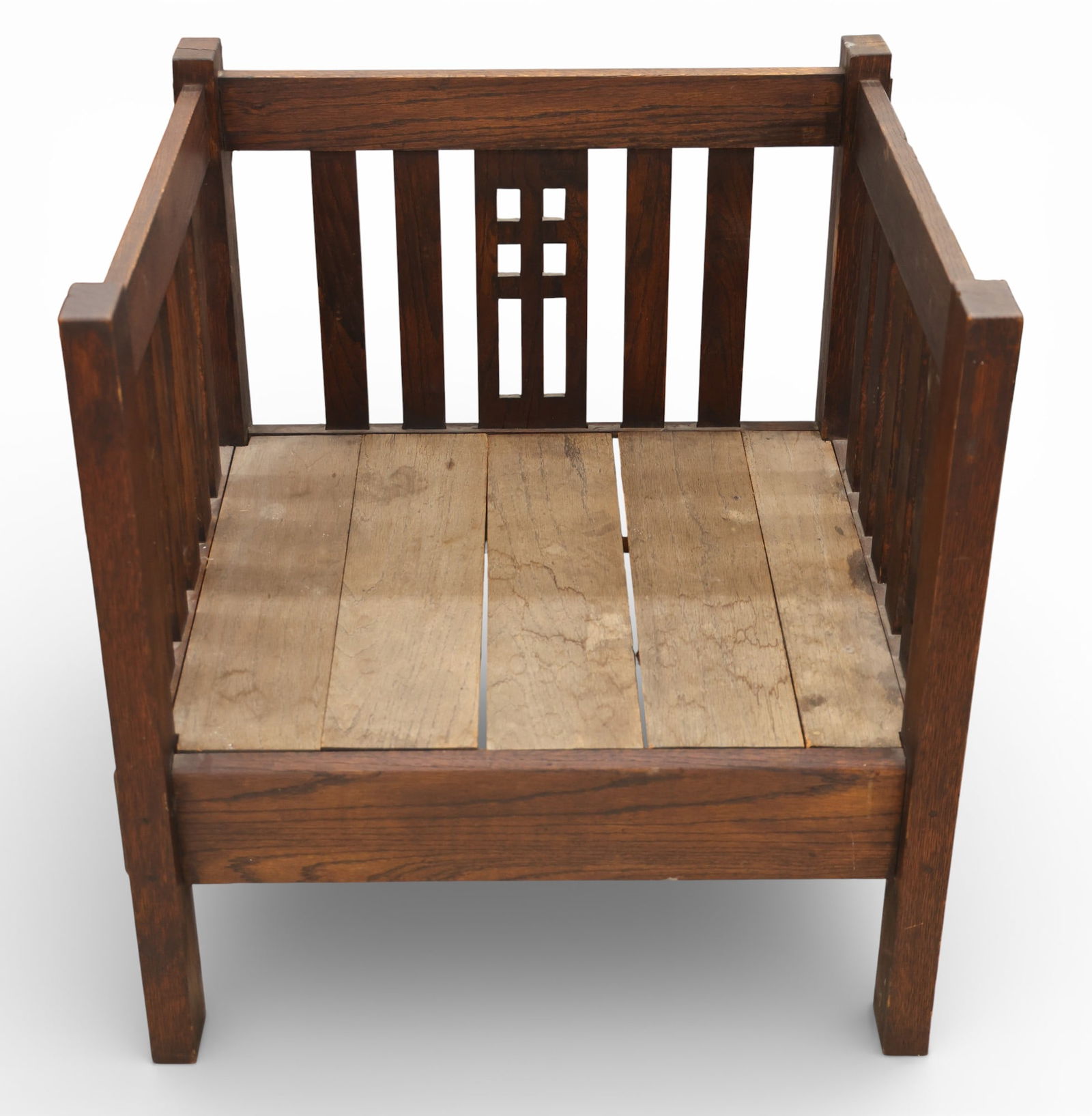 Antique Mission Oak Arts & Crafts Square Cube Armchair - 2