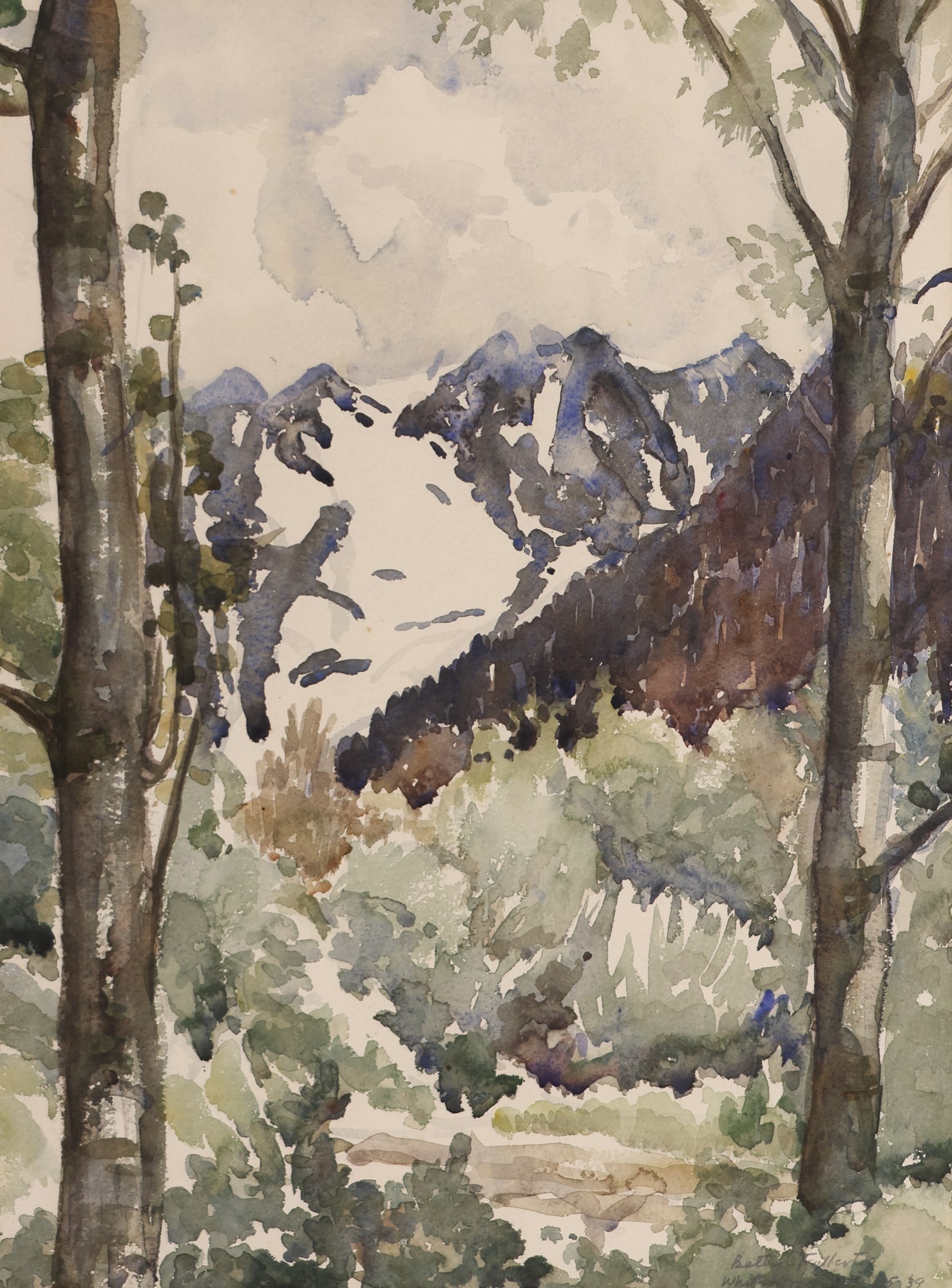 Betty Fullerton "Whitehorse Mountain" 1939 Watercolor on Paper (1 of 2)
