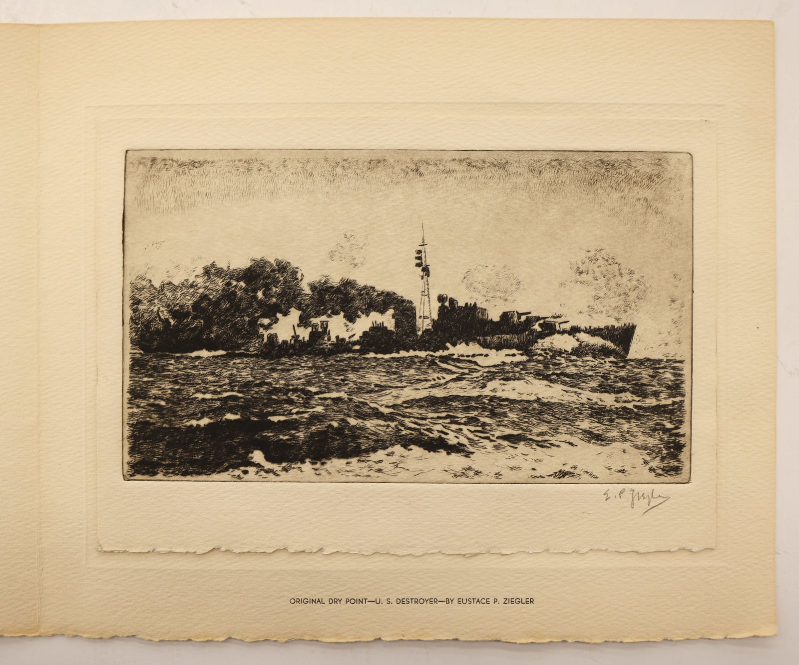 Eustace Ziegler "U.S. Destroyer" 1943 Signed Etching - 2