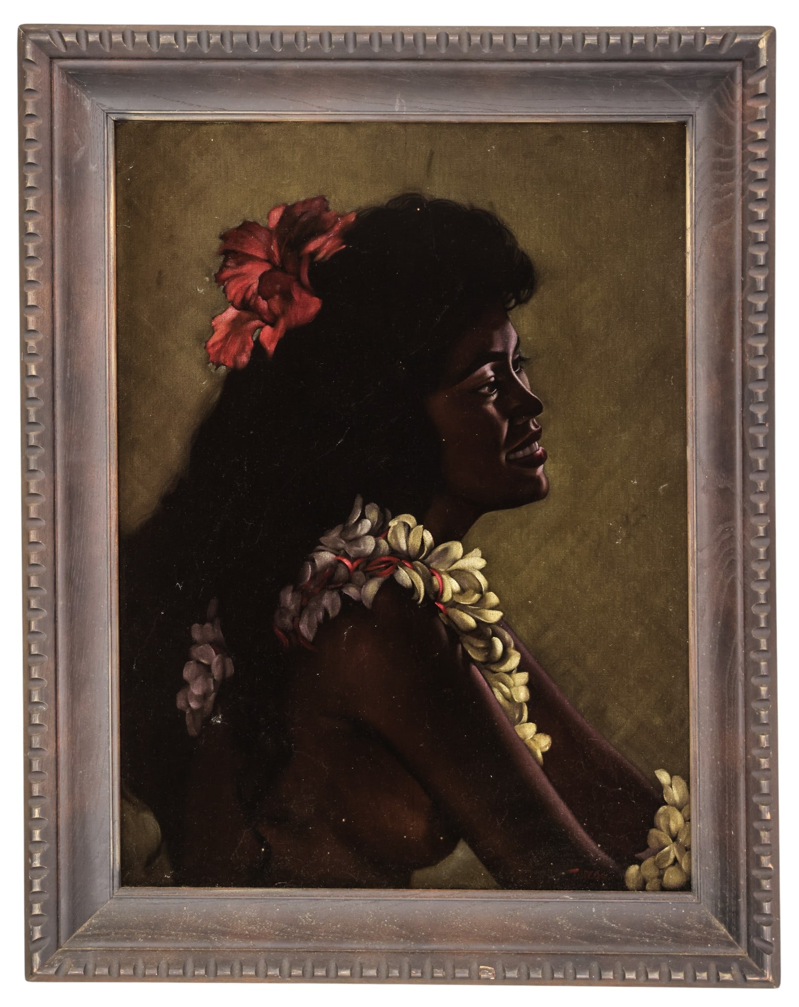Ralph Burke Tyree "Makoli" (Hawaiian Girl) 1966 Oil on Velvet - 2
