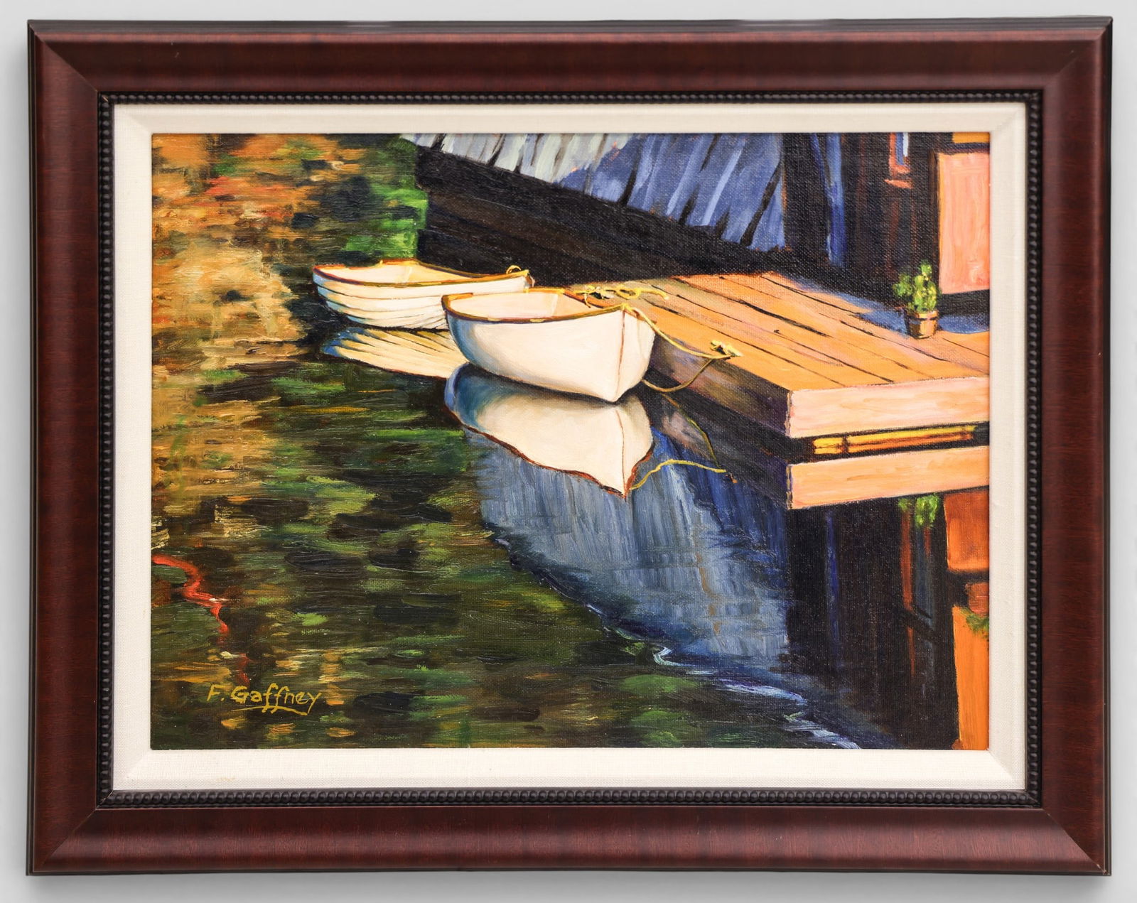 Frank Gaffney "Rowboats" Oil on Canvas Board - 2