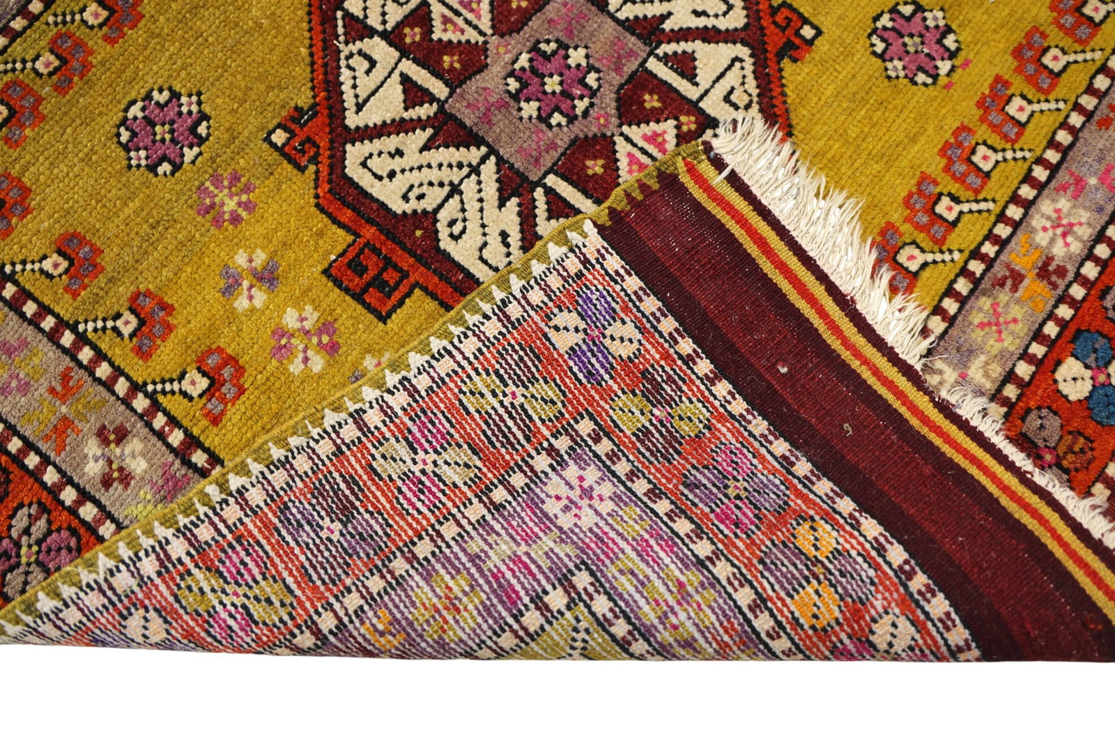 Antique Caucasian Medallion Oriental Rug Mat - 2