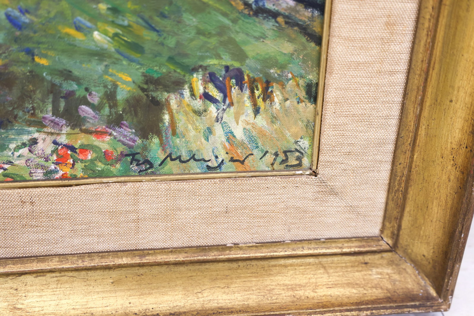 Illegibly Signed Italian Village Landscape 1953 Oil on Canvas - 3