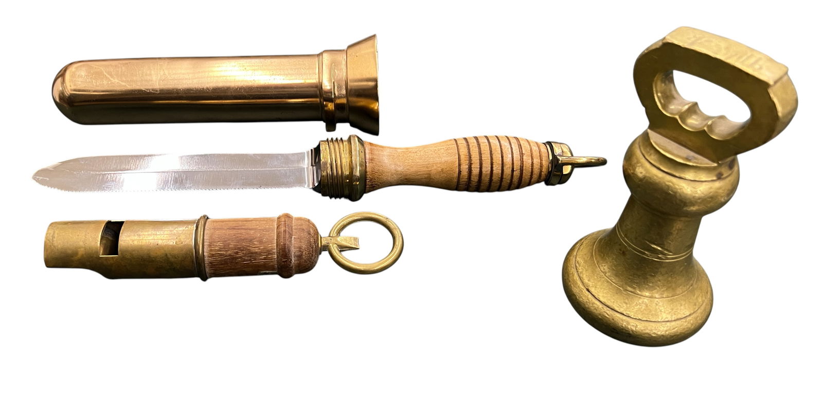 3pc Dive Knife, Brass Whistle & 4 lb. Brass Weight (1 of 1)