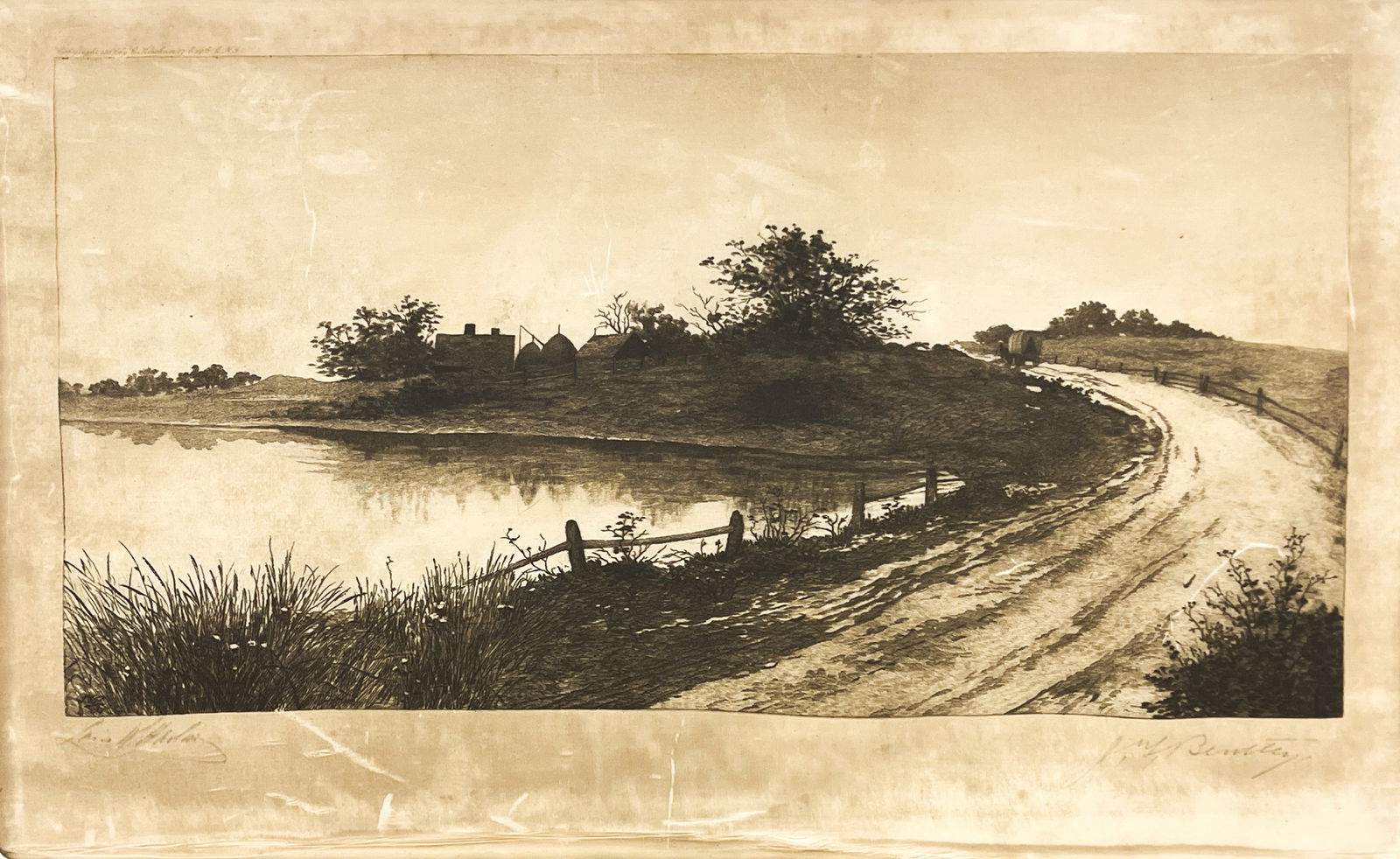 Artist Unknown "Winter's Path" Etching on Silk (1 of 2)