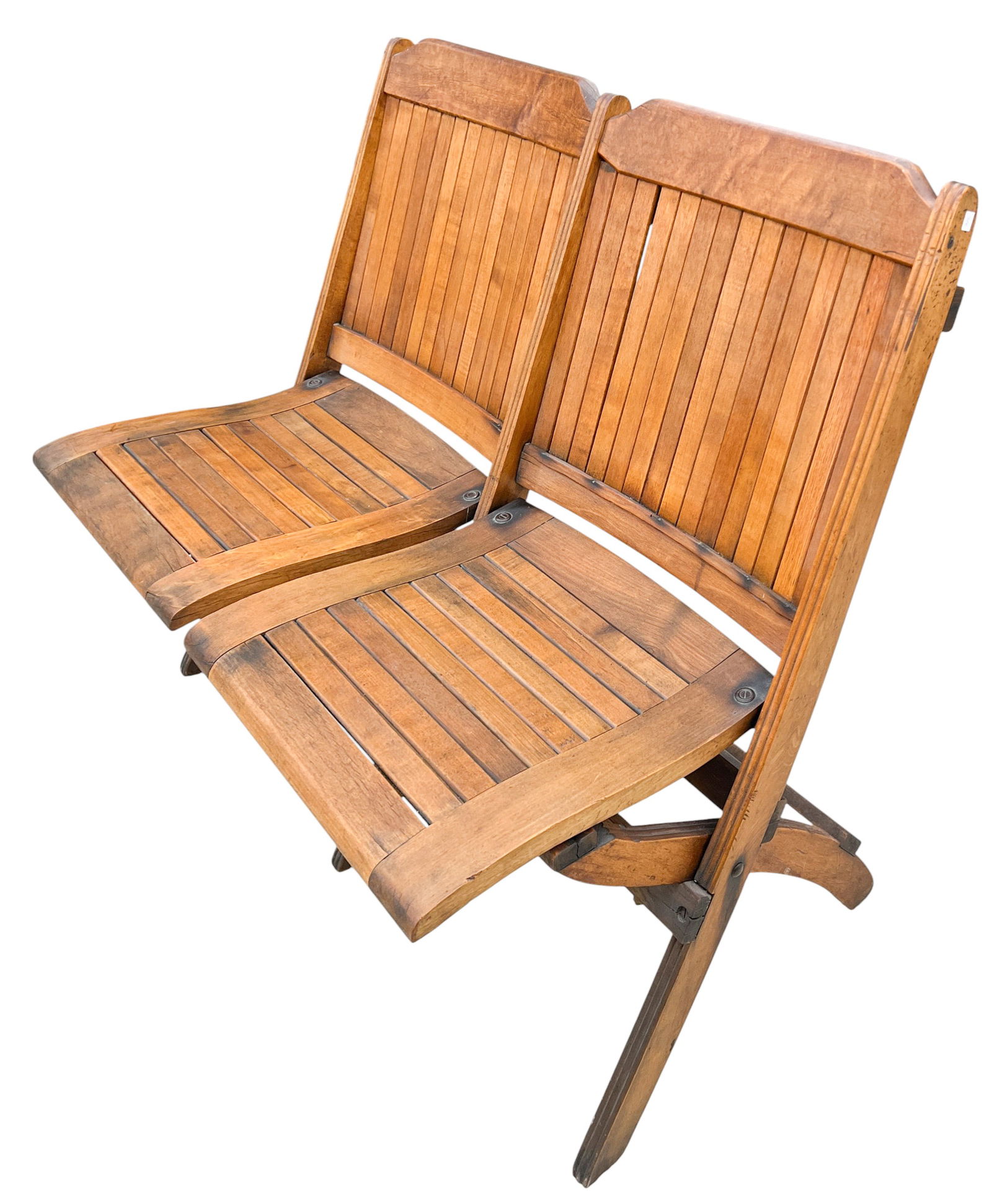 Vintage Folding Two-Seat Teak Deck Chair - 2