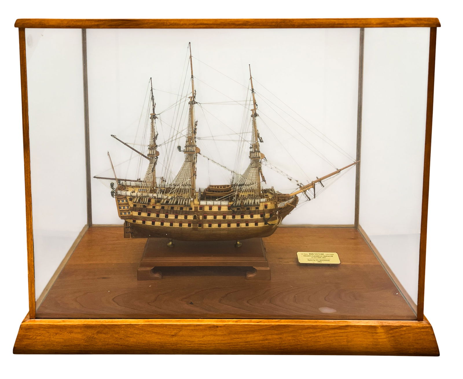 Handmade Wooden Scale Model of H.M.S. Victory in Case (1 of 2)