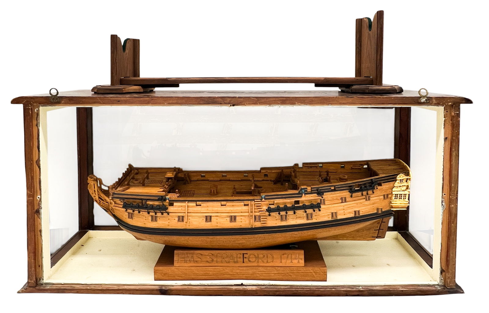 Handmade Wooden Scale Model of H.M.S. Strafford in Case (1 of 2)