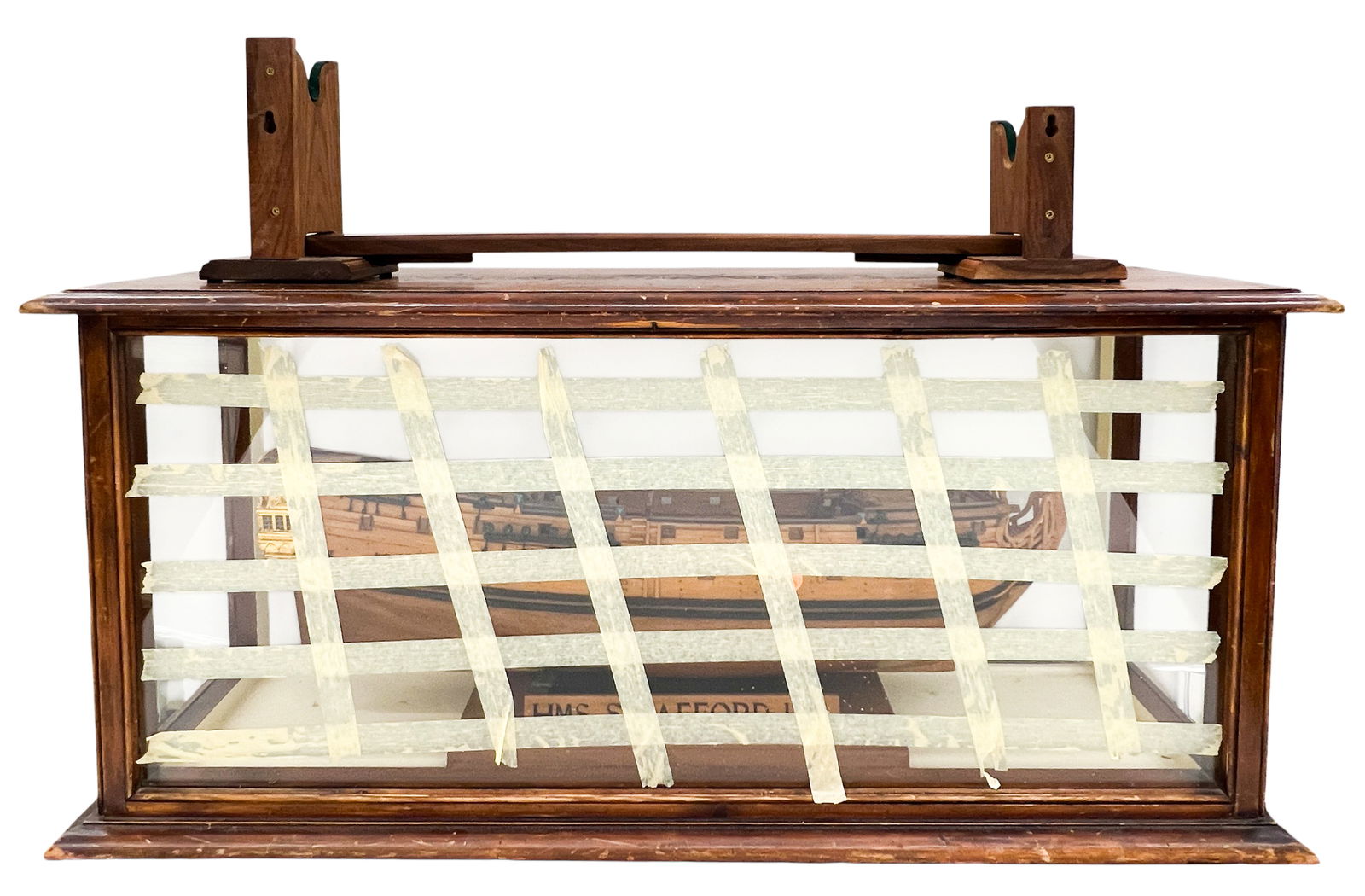 H.M.S. Strafford Handmade Wooden Ship Scale Model in Case - 2