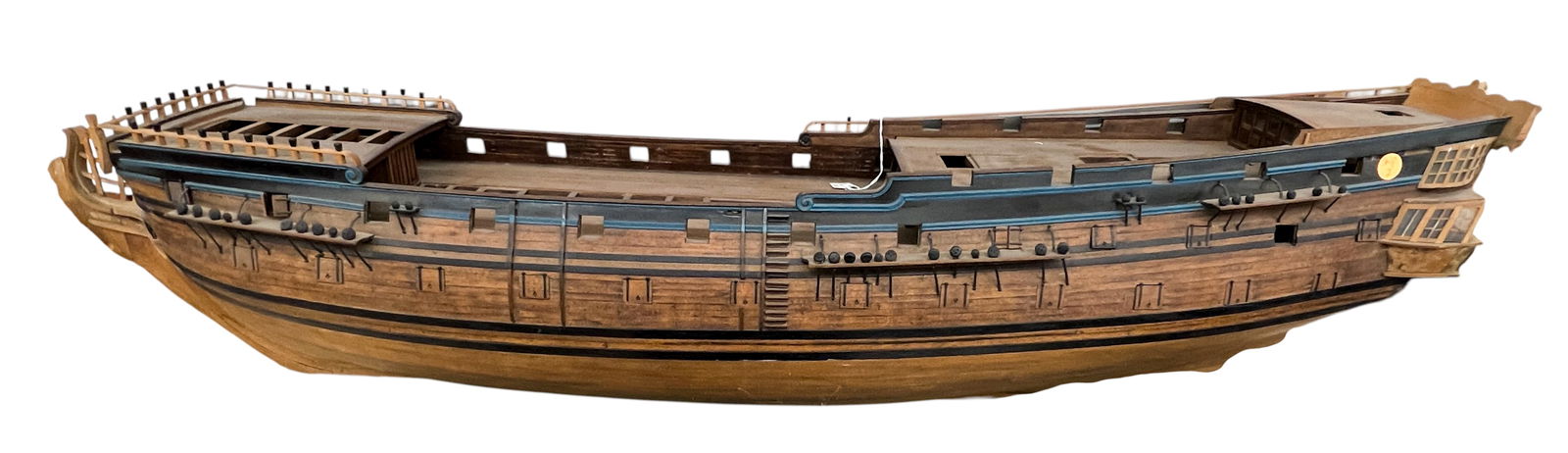 Handmade Wooden Scale Model of H.M.S. Exeter: Handmade Wooden Scale Model of H.M.S. Exeter 12"x44"