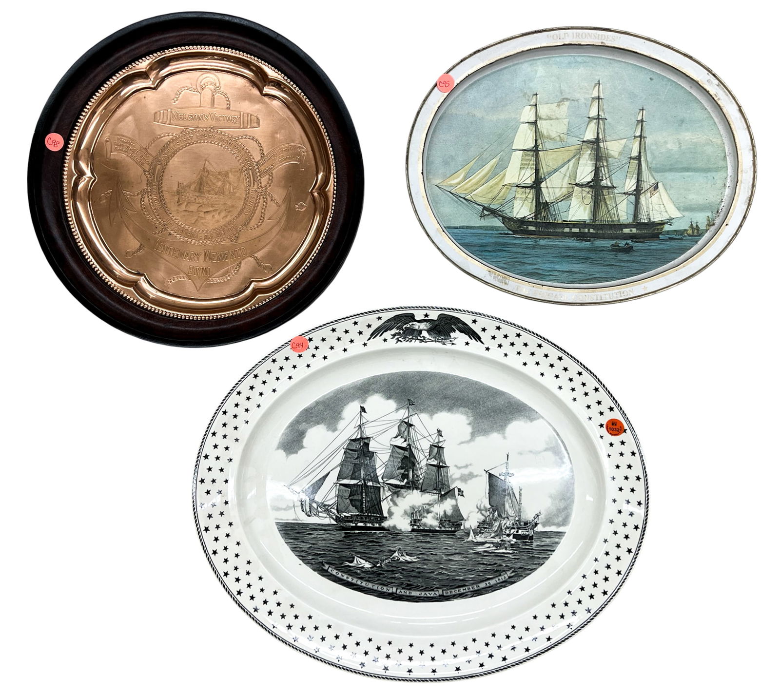 3pc Commemorative Naval Plates: 3pc Commemorative Naval Plates 15"x19" Largest