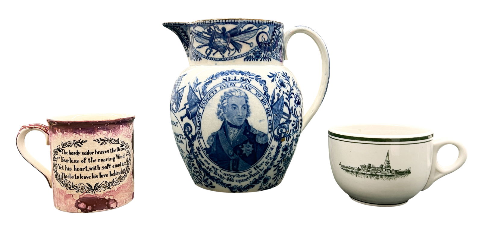Box 3pc Admiral Nelson Jug & Ship-Themed Cups (1 of 2)