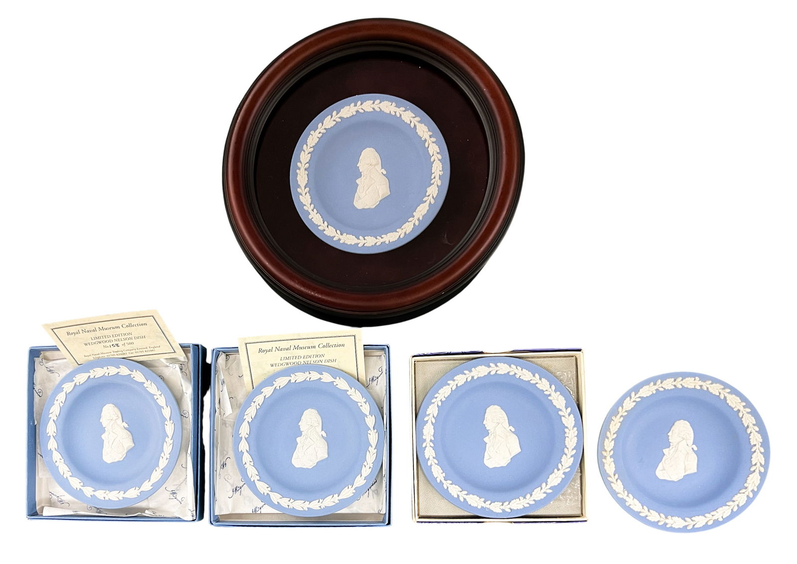 Box 5pc Wedgwood Blue Jasperware Nelson Dishes: Box 5pc Wedgwood Blue Jasperware Nelson Dishes