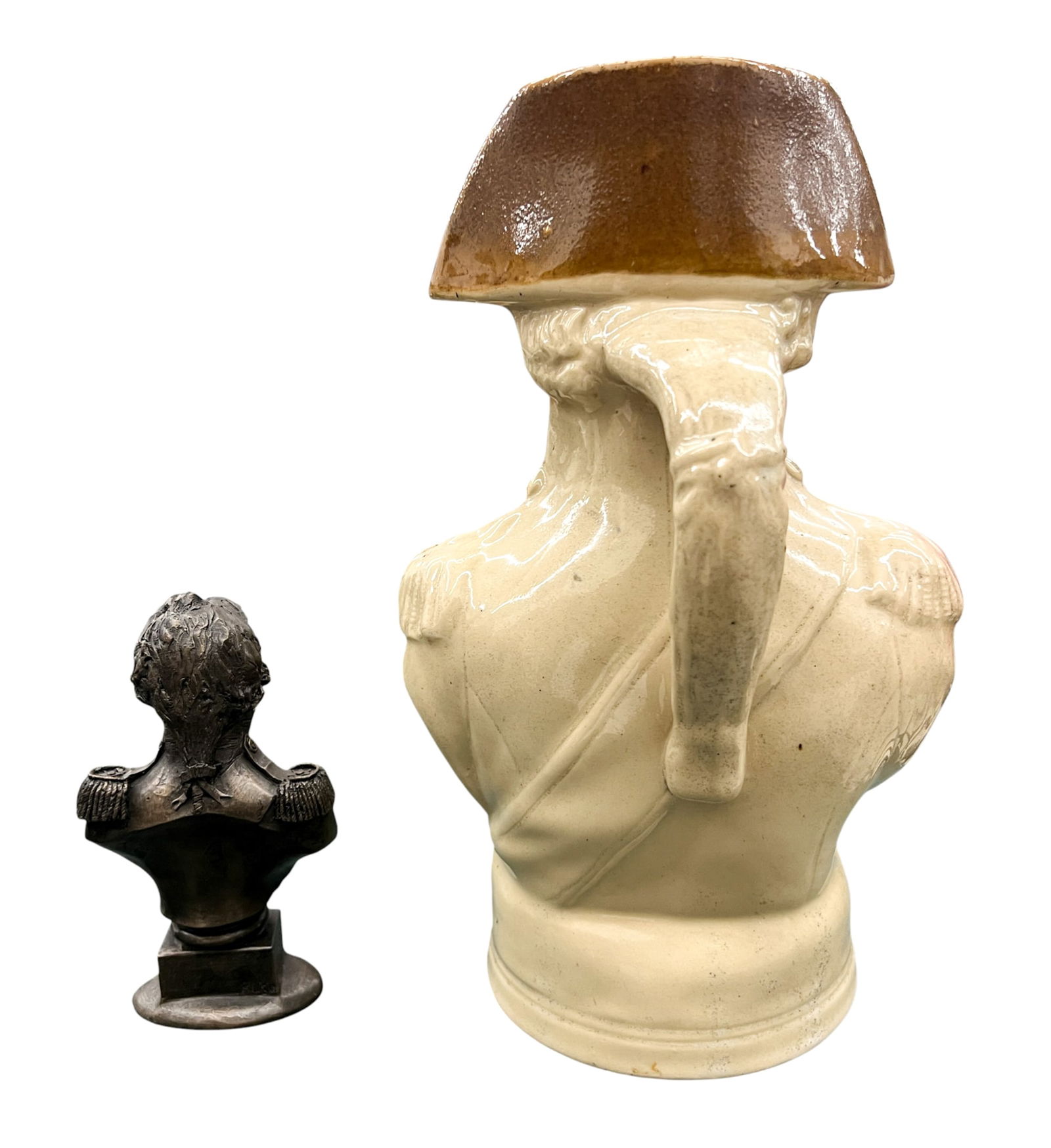 Box 2pc Admiral Nelson Ceramic Toby Jug & Metal Bust - 2