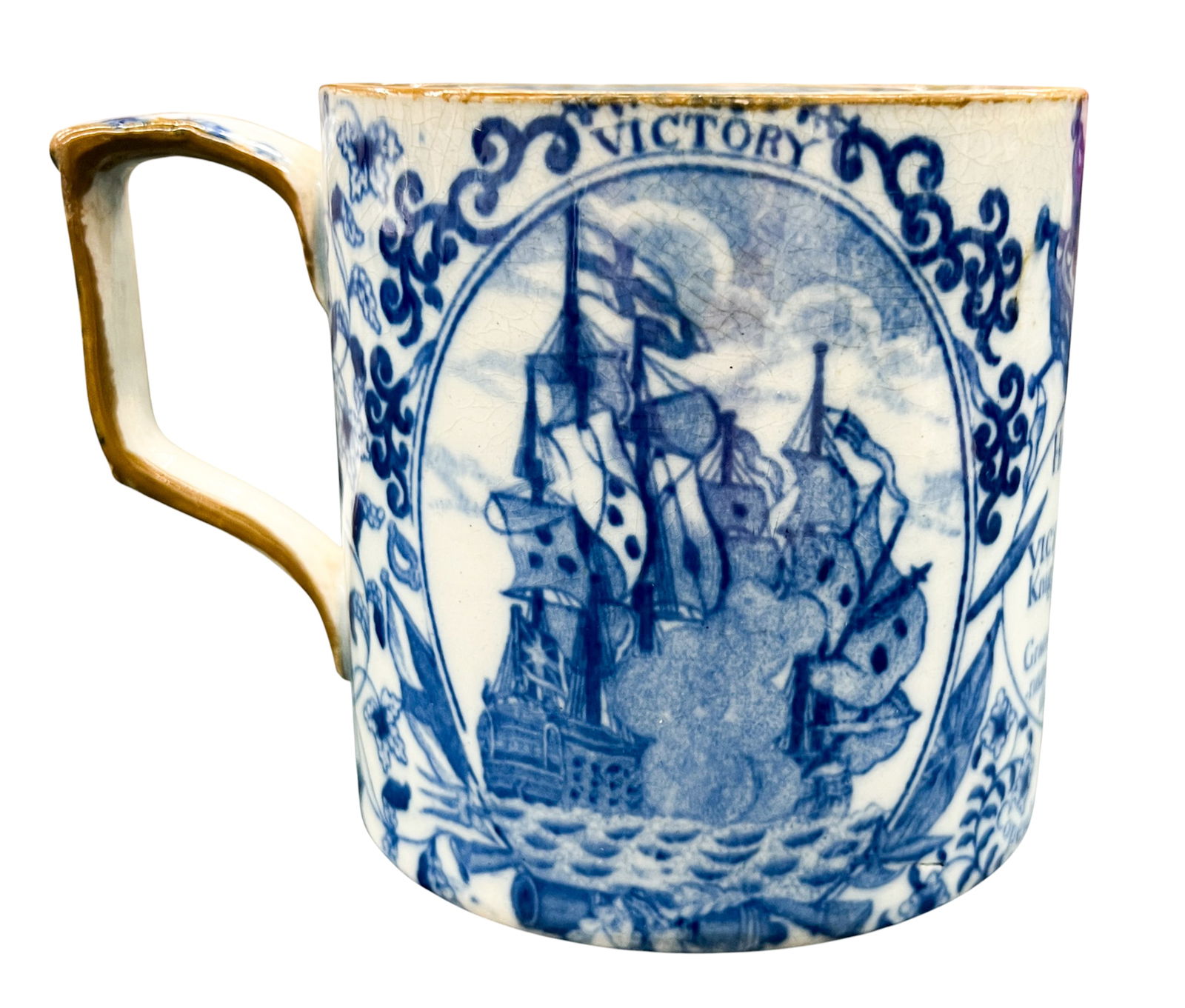 Antique Admiral Nelson Blue Pearlware Mug: Antique Admiral Nelson Blue Pearlware Mug 4"