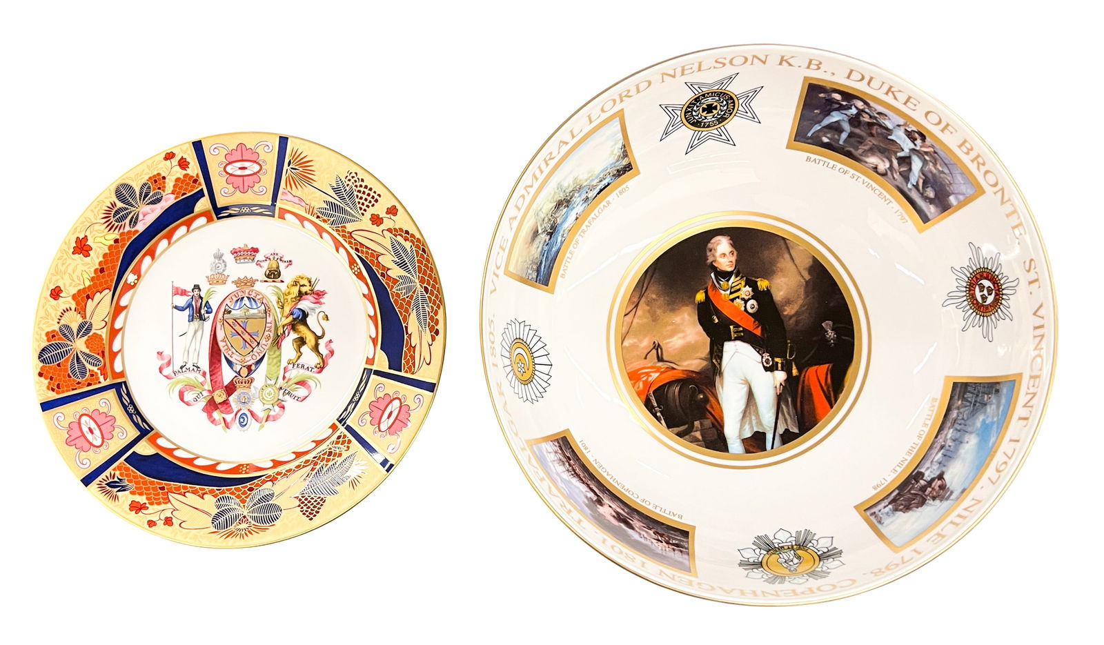 2pc Royal Worcester Admiral Nelson Commemorative Plate & Bowl: 2pc Royal Worcester Admiral Nelson Commemorative Plate & Bowl w/ Boxes