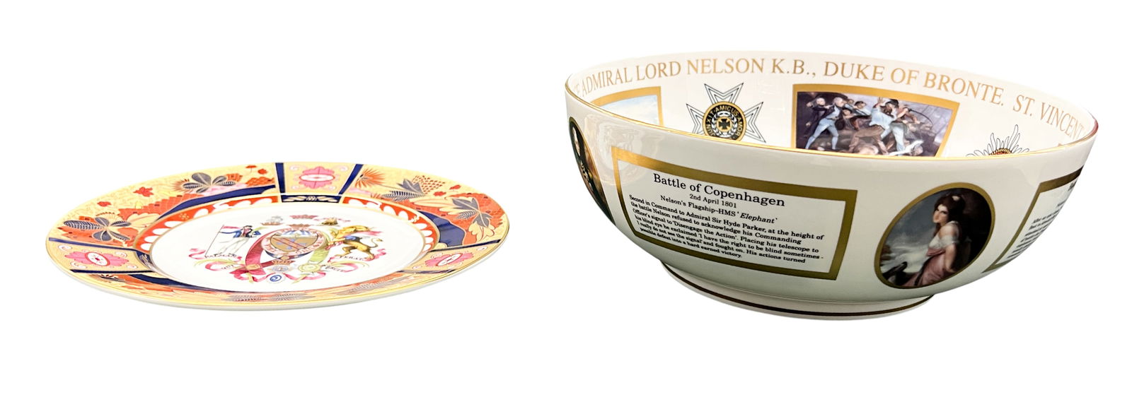 2pc Royal Worcester Admiral Nelson Commemorative Plate & Bowl - 2