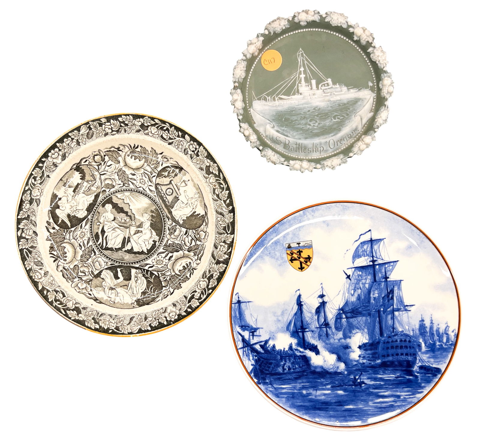 3pc Commemorative Maritime Plates: 3pc Commemorative Maritime Plates 8" Largest