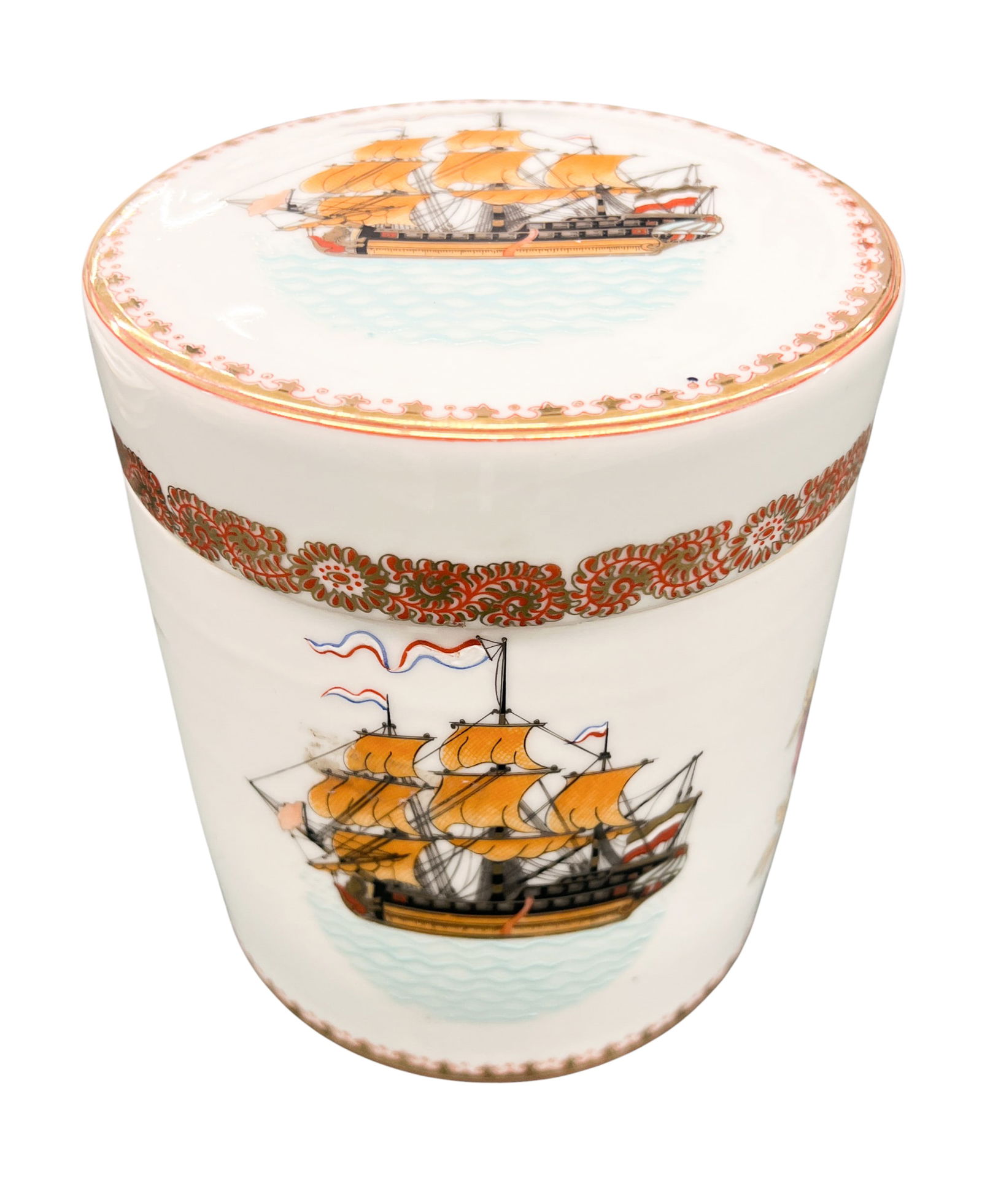 Chinese Export Porcelain Celadon Humidor: Chinese Export Porcelain Celadon Humidor 6"