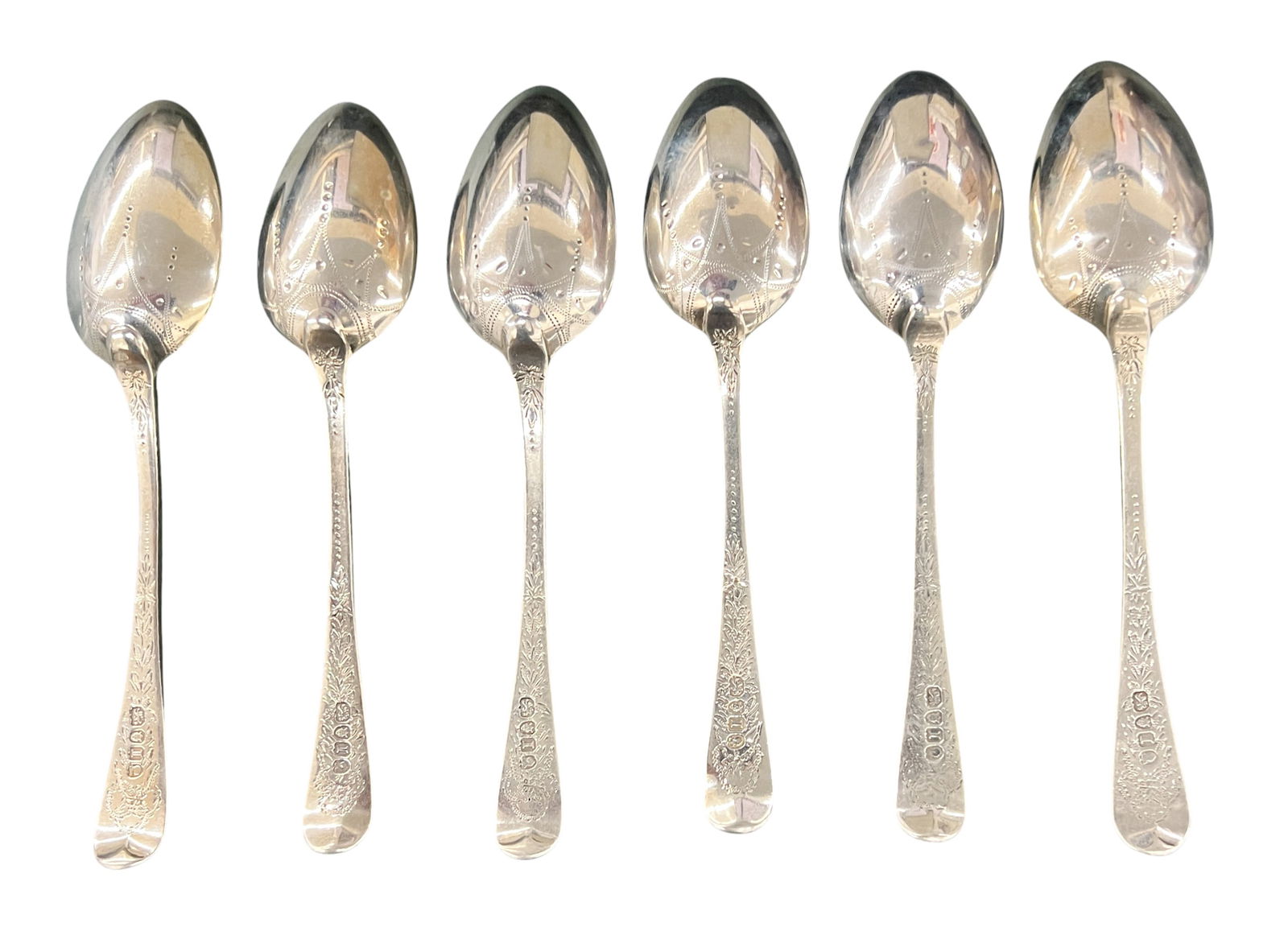 6pc Winsor Bishop English Sterling Georgian Spoons - 2