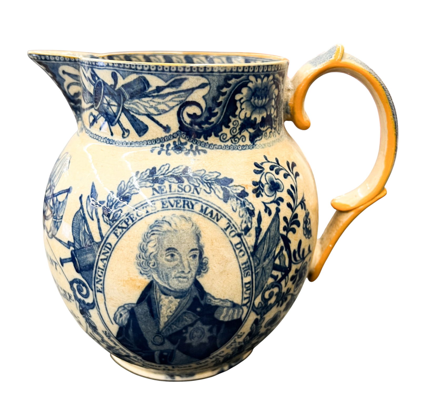 Antique Admiral Nelson Pearlware Pitcher: Antique Admiral Nelson Pearlware Pitcher 5"