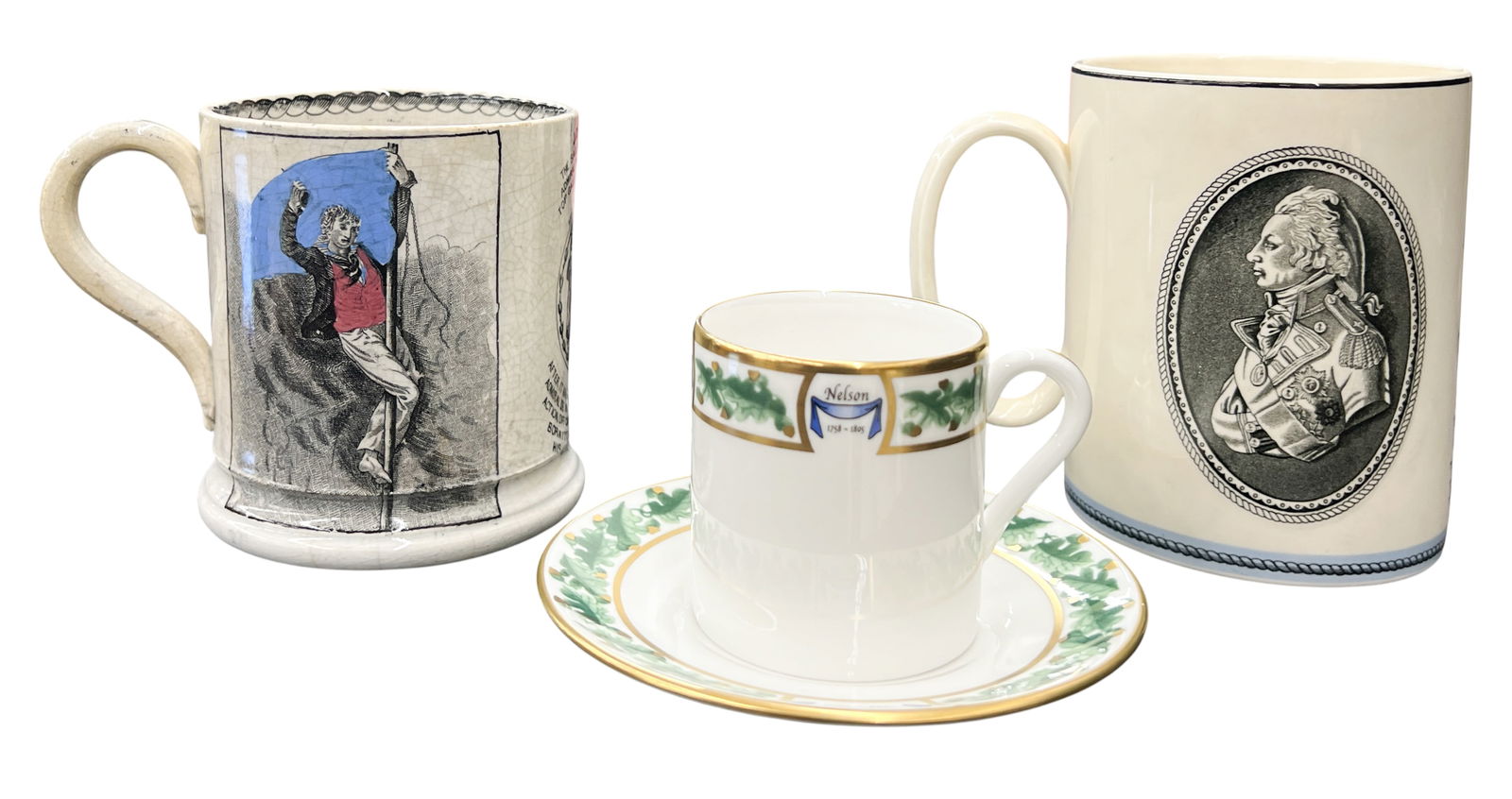 Box 3pc Maritime Mugs, Teacup & Saucer: Box 3pc Maritime Mugs, Teacup & Saucer