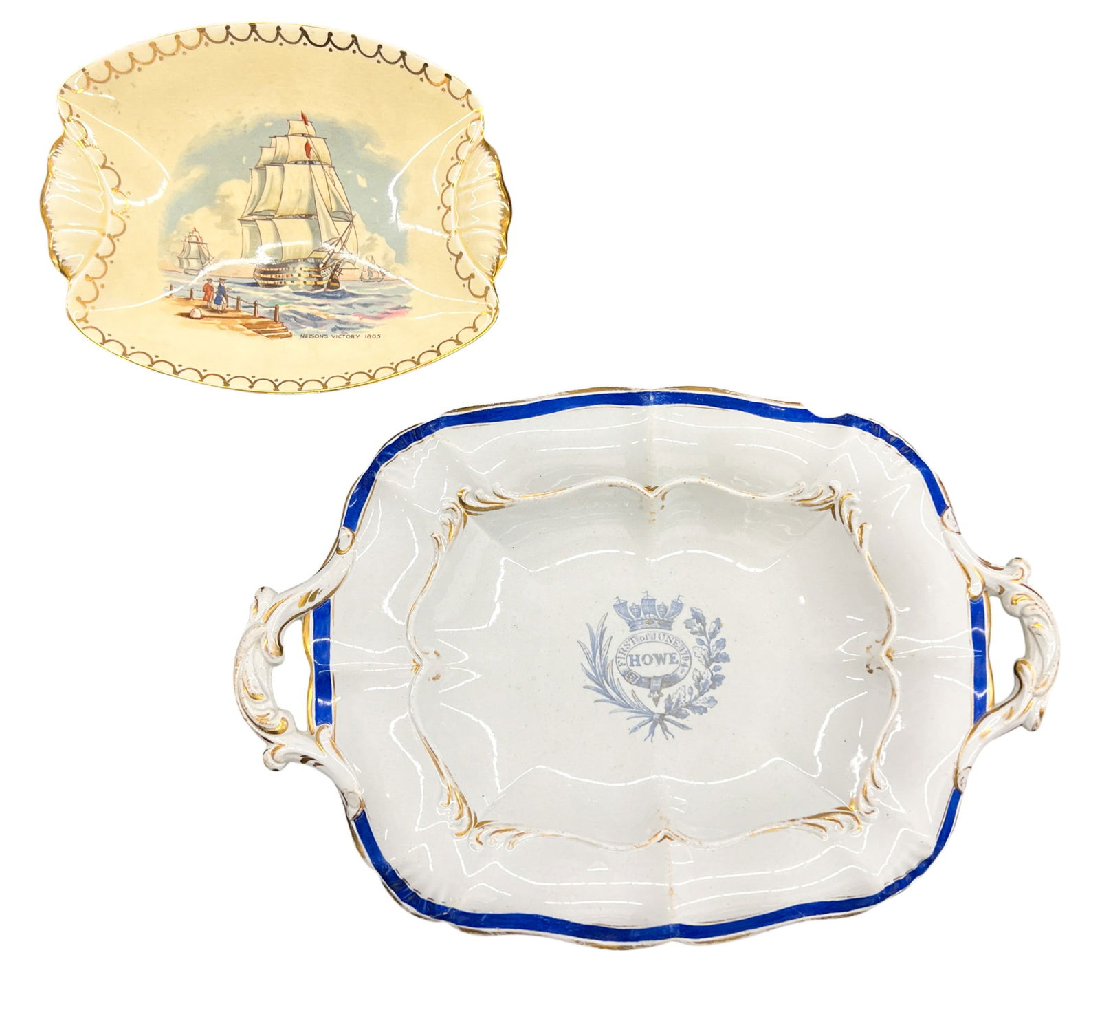 2pc Admiral Nelson Commemorative Pedastal Dish & Cake Plate: 2pc Admiral Nelson Commemorative Pedastal Dish & Cake Plate 13"x8" Largest