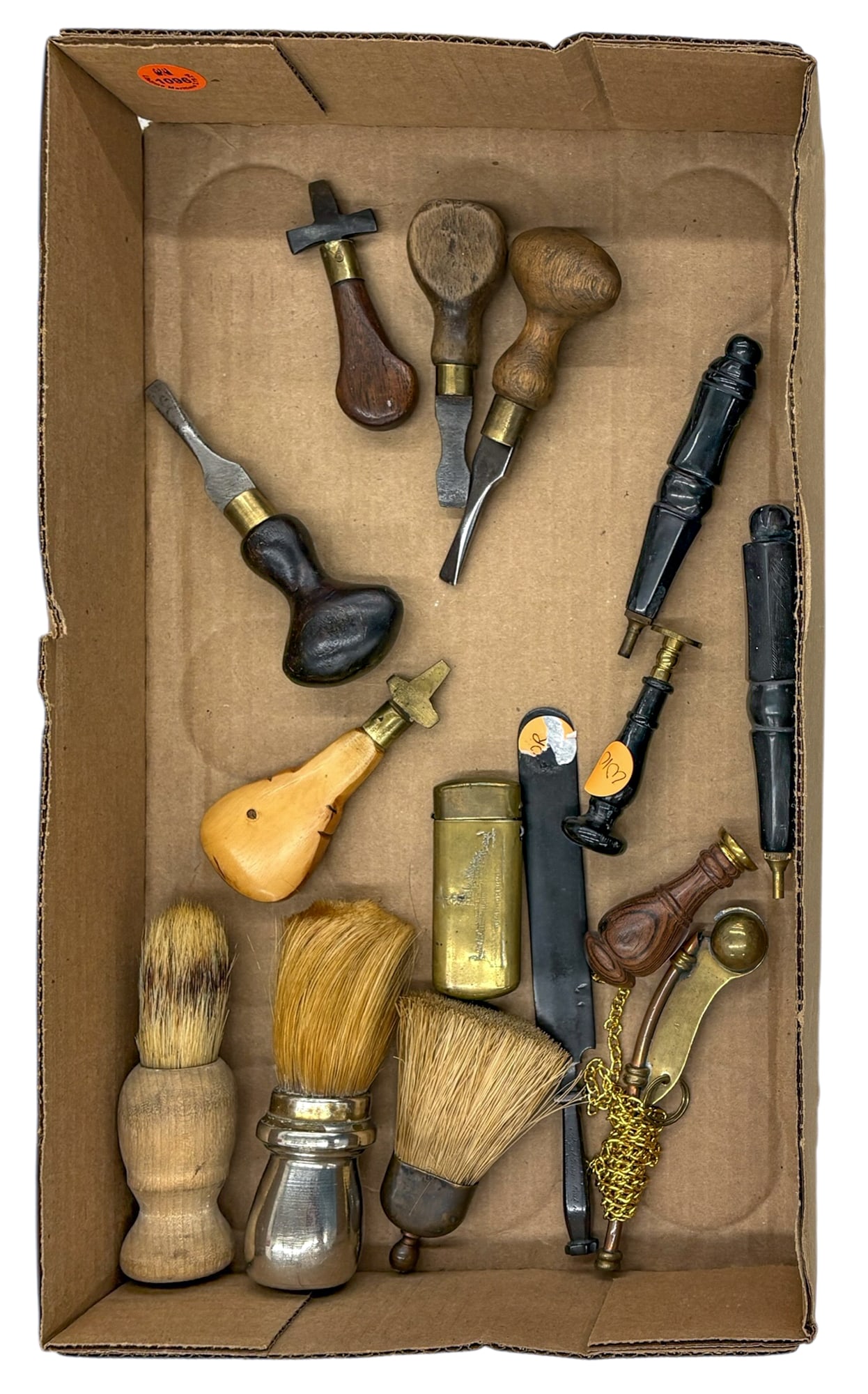 Box 15pc Assorted Antique Ship's Tools etc.: Box 15pc Assorted Antique Ship's Tools etc.