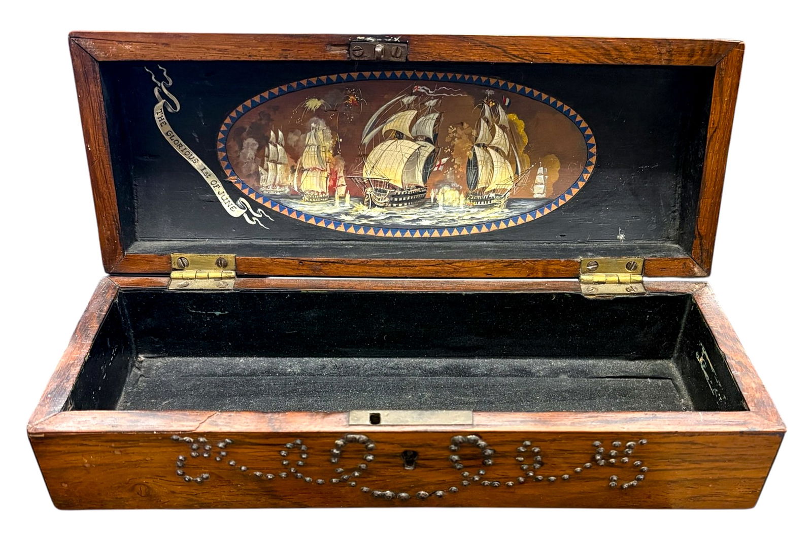 Antique Fruitwood Steel Work Jewelry Box - 3