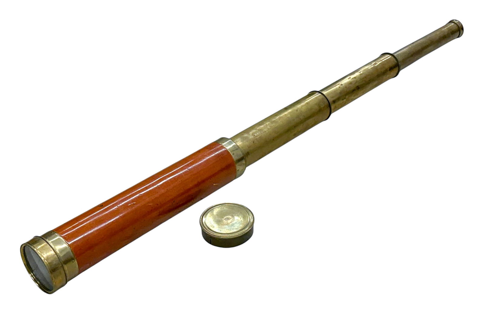 Antique Brass & Wood Three Draw Naval Telescope (1 of 3)
