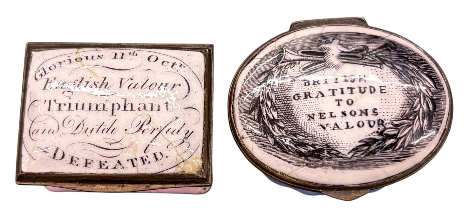 2pc Antique Admiral Nelson Battersea Enameled Patch Boxes (1 of 4)