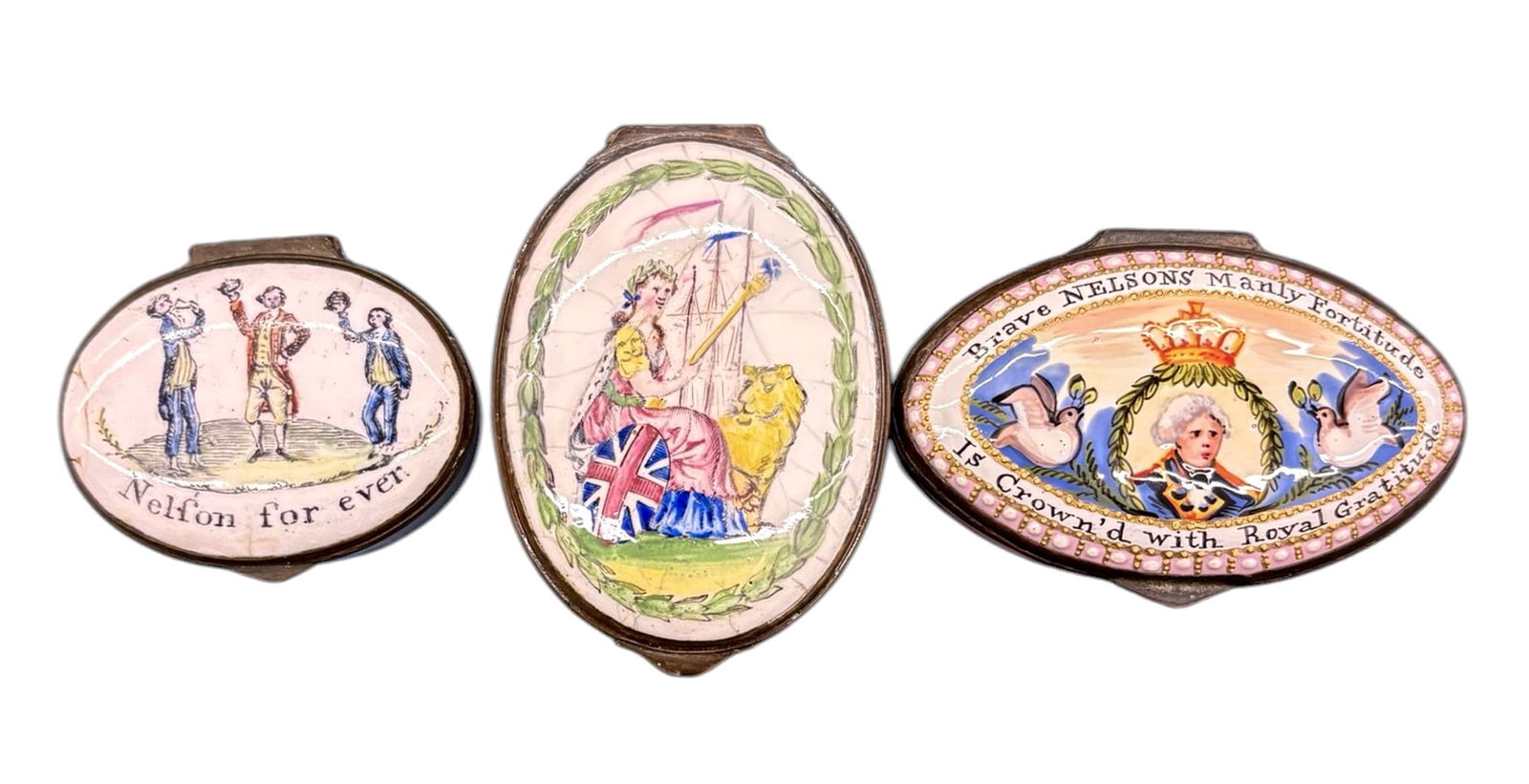 3pc Antique Admiral Nelson Battersea Enameled Patch Box (1 of 4)