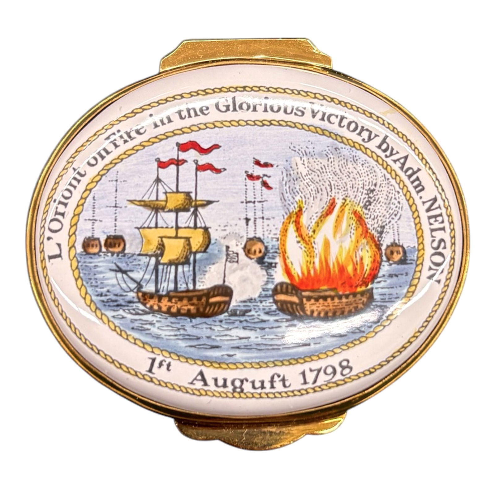 Crummles & Co. Admiral Nelson Enameled Box: Crummles & Co. Admrial Nelson Enameled Box. 1" with original box.