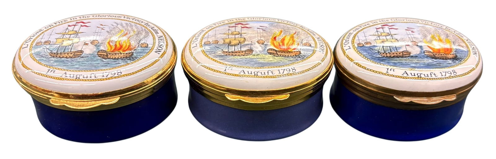 3pc. Crummles & Co. Admiral Nelson Enameled Boxes - 2