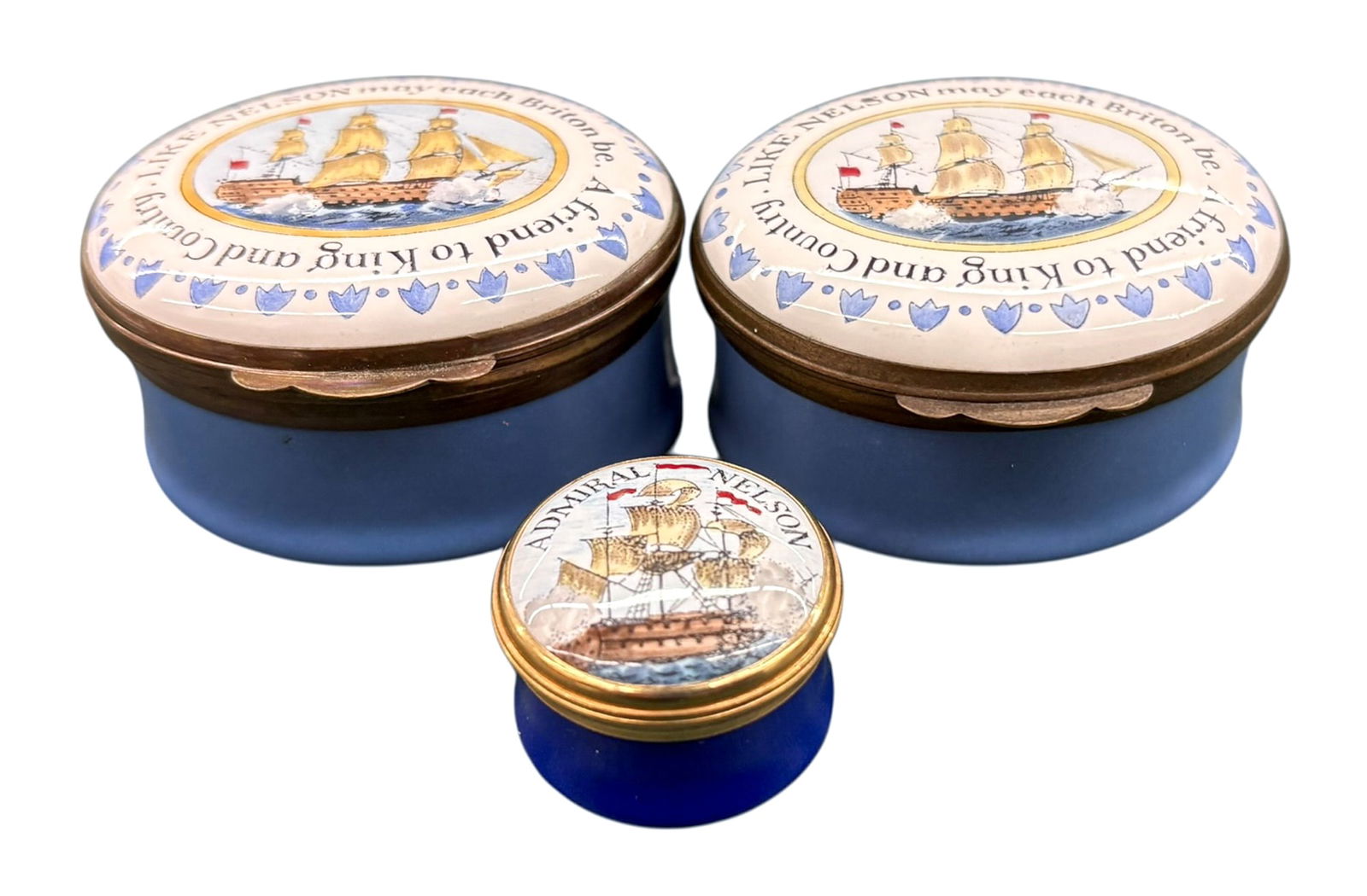 3pc Crummles & Co. Admiral Nelson Enameled Boxes - 2