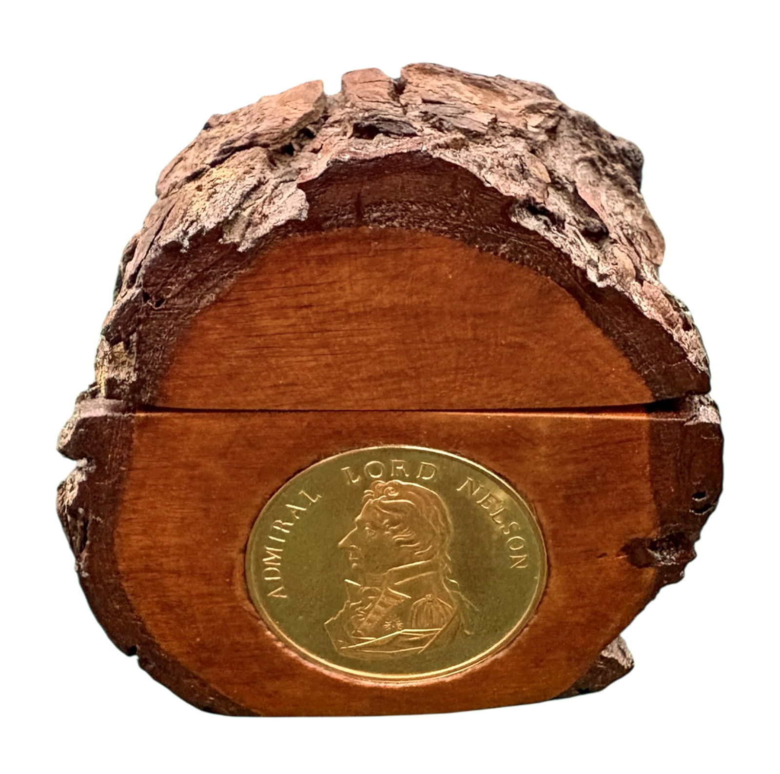 Admiral Nelson Gold Plated Coin Wood Trinket Box: Admiral Nelson Gold Plated Coin Wood Trinket Box. 3"x3.5"x2"