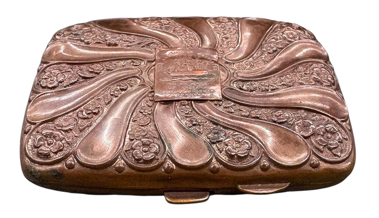 HMS Foudroyant Admiral Nelson Copper Cigarette Case: HMS Foudroyant Admiral Nelson Copper Cigarette Case. 2.5"x3.5"
