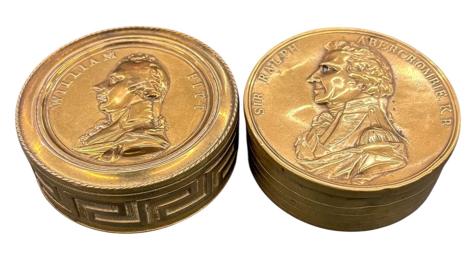 2pc Sir Ralph Abercromby and William Pitt Brass Snuff Boxes (1 of 4)