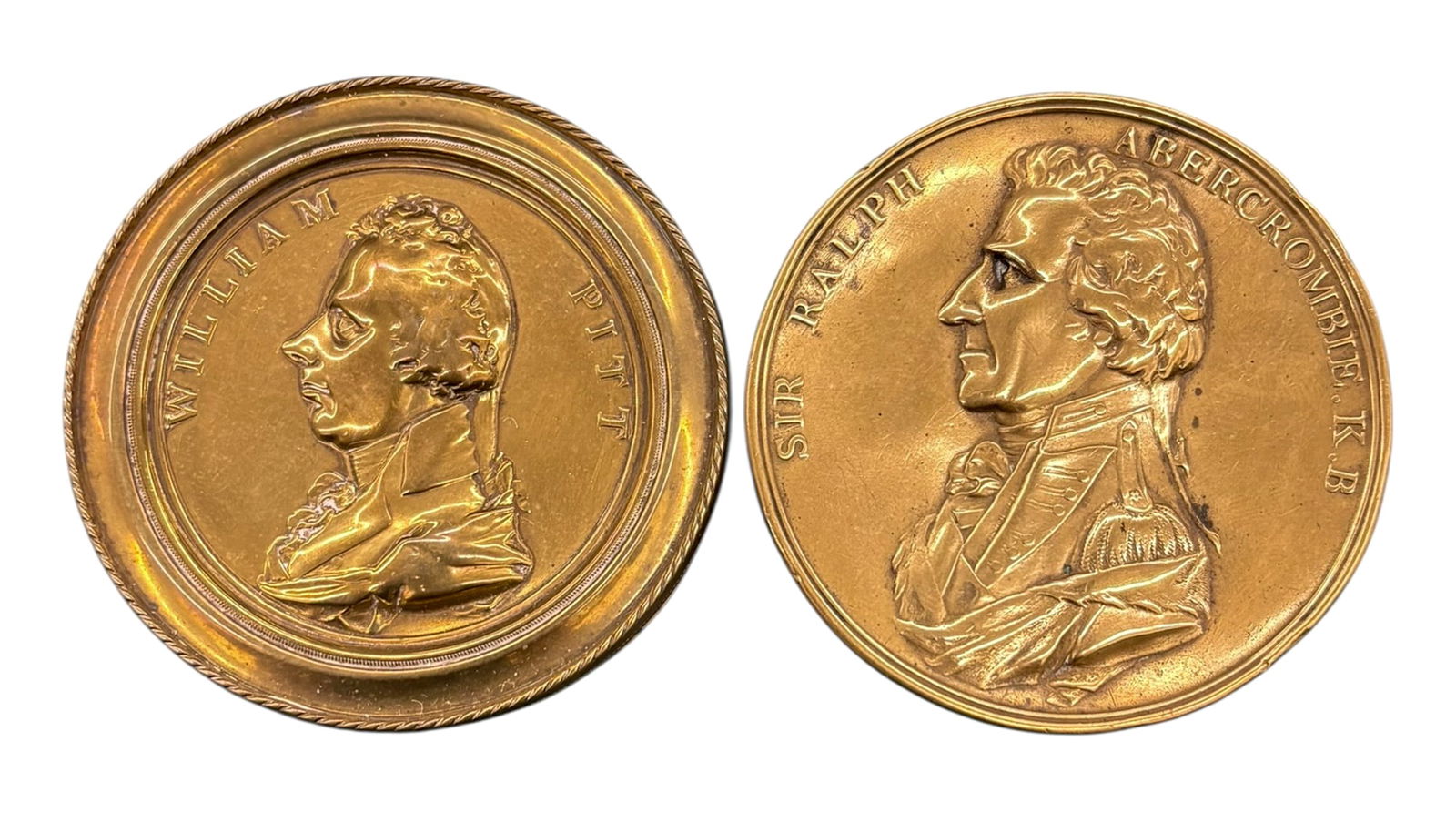 2pc Sir Ralph Abercromby and William Pitt Brass Snuff Boxes - 2