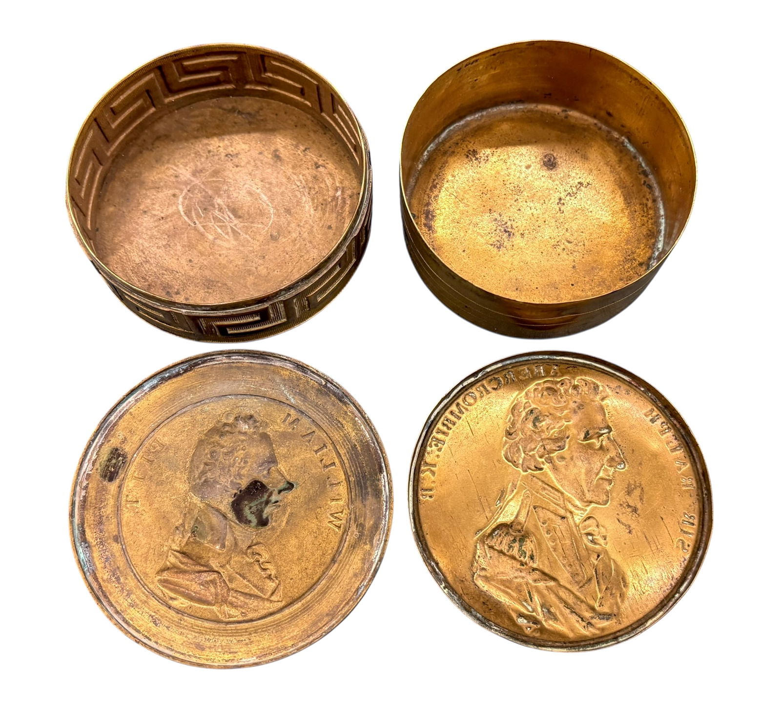 2pc Sir Ralph Abercromby and William Pitt Brass Snuff Boxes - 4