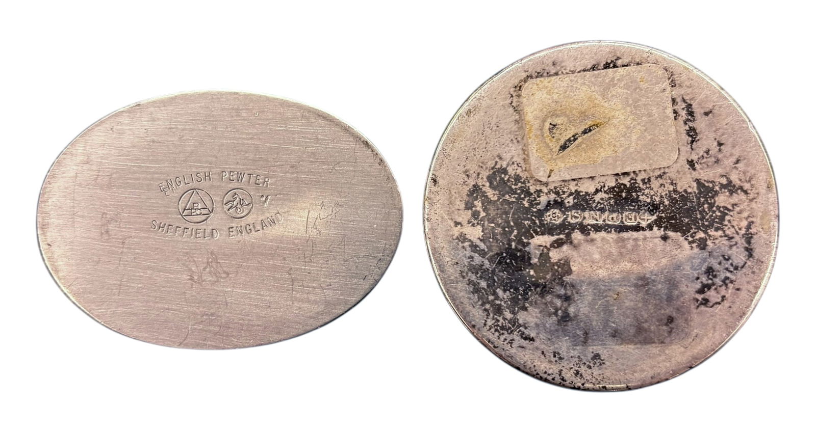 2pc Admiral Nelson Pewter and Silver Plated Snuff Boxes - 3