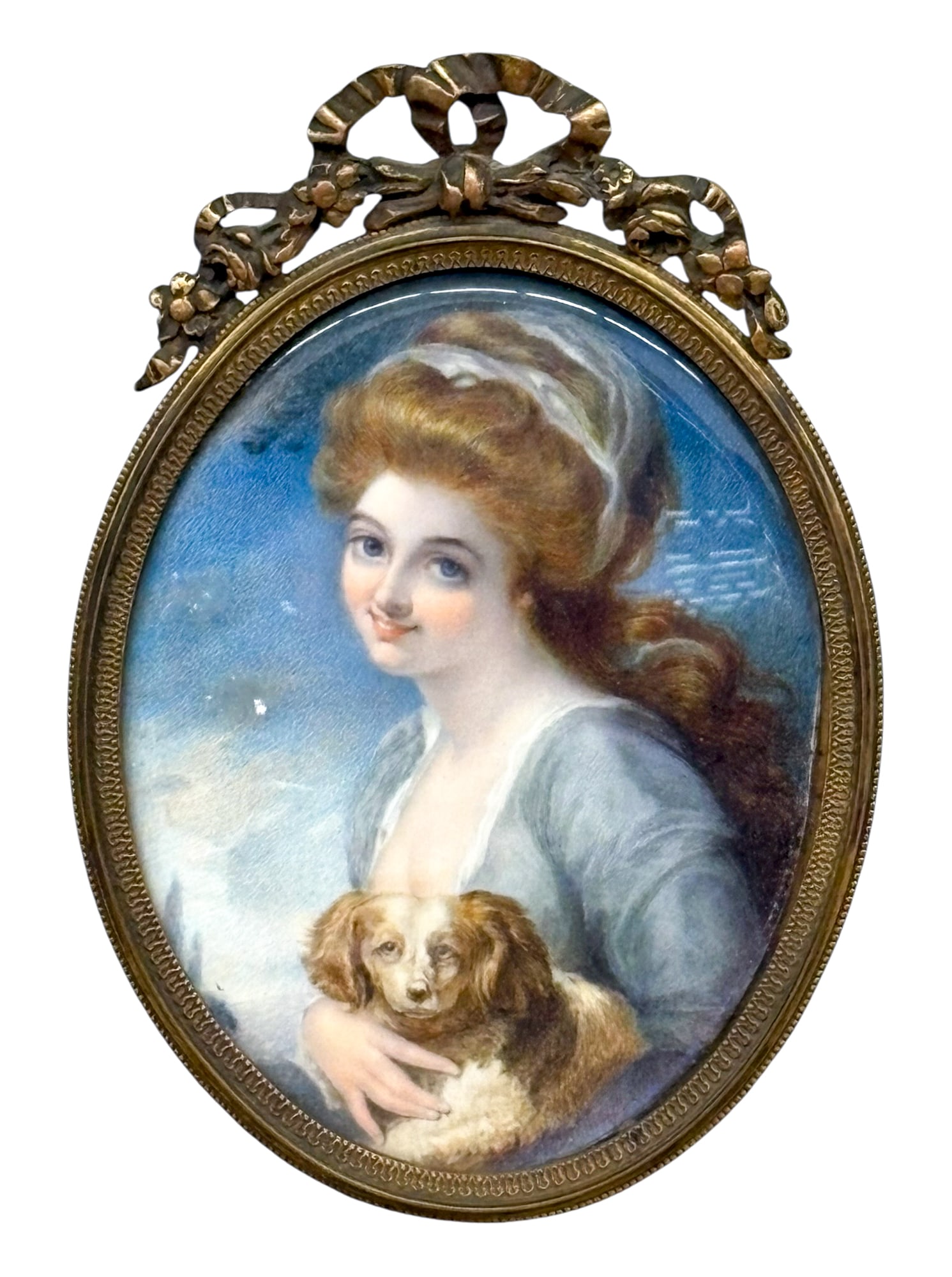 Unknown Artist Antique Miniature Painting of Lady Hamilton: Unknown Artist Antique Miniature Painting of Lady Hamilton. 5.25"x3.5"