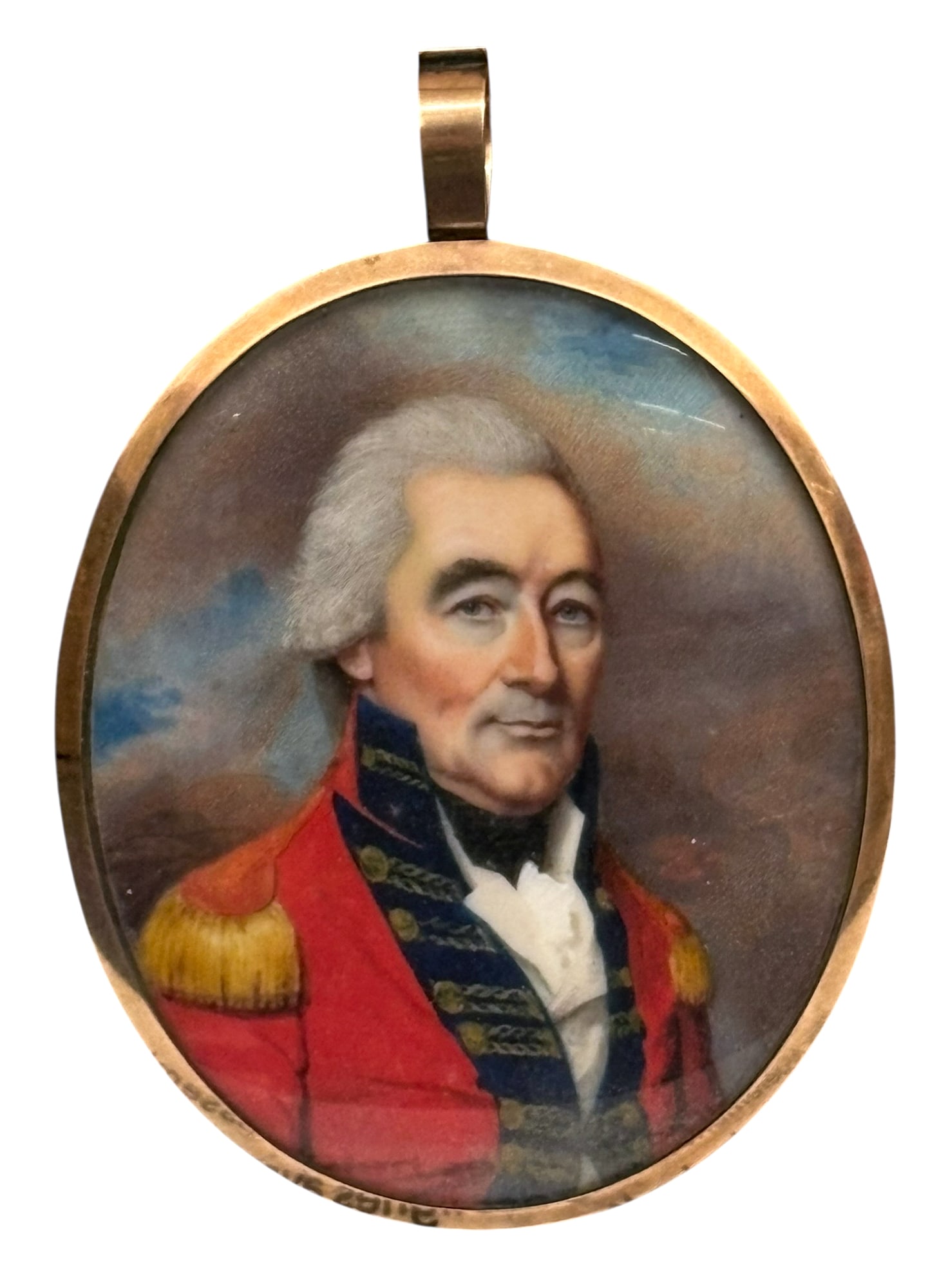 Attributed to John Smart Miniature Portrait in Very Fine Tested 14k Rose Gold Mounting: Attributed to John Smart (1741-1811 English) Miniature Portrait in Very Fine Tested 14k Rose Gold Mounting. 3.5"x2"