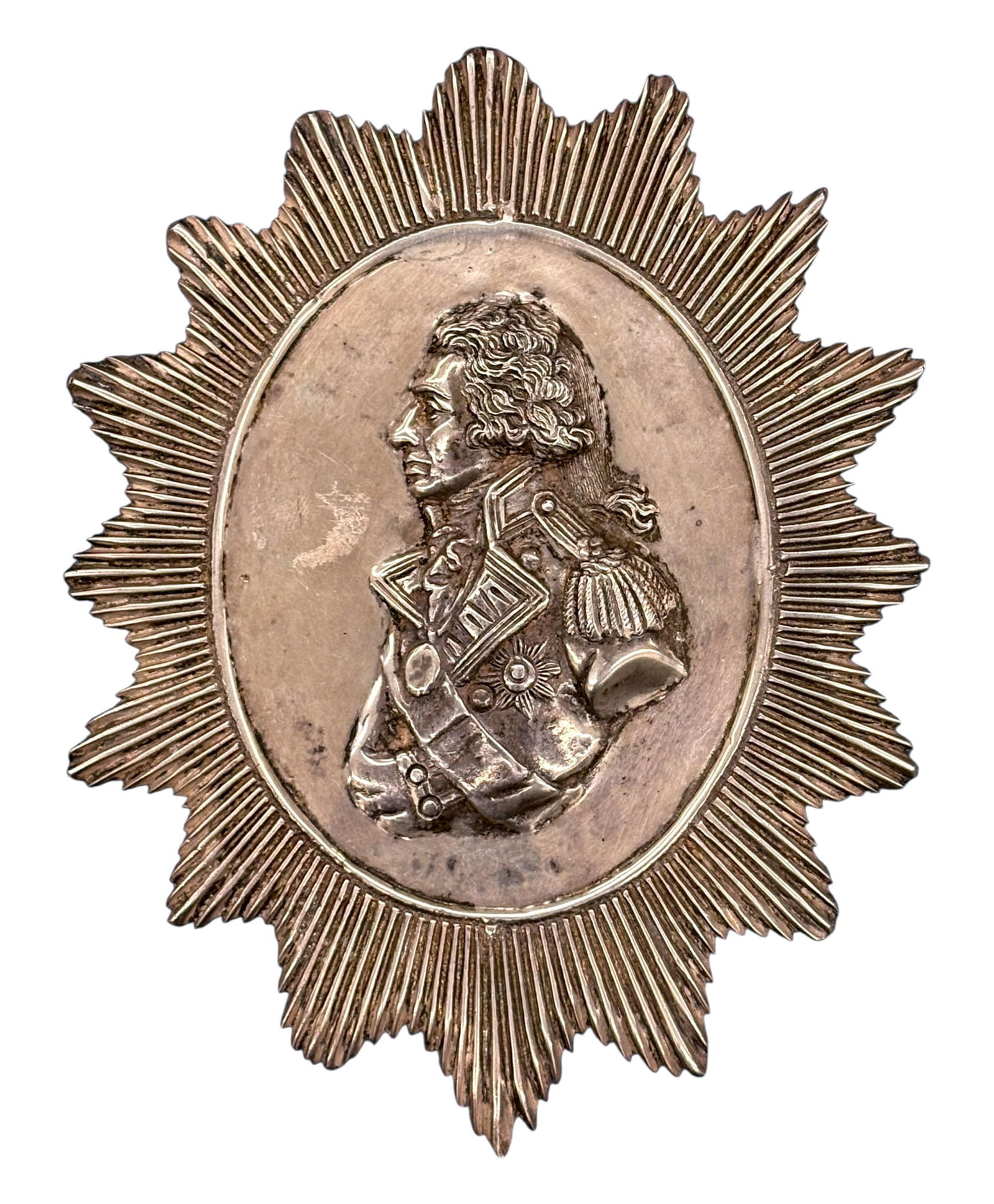 Antique Sterling Silver Admiral Nelson Portrait: Antique Sterling Silver Admiral Nelson Portrait. 285g. 6.25"x5"