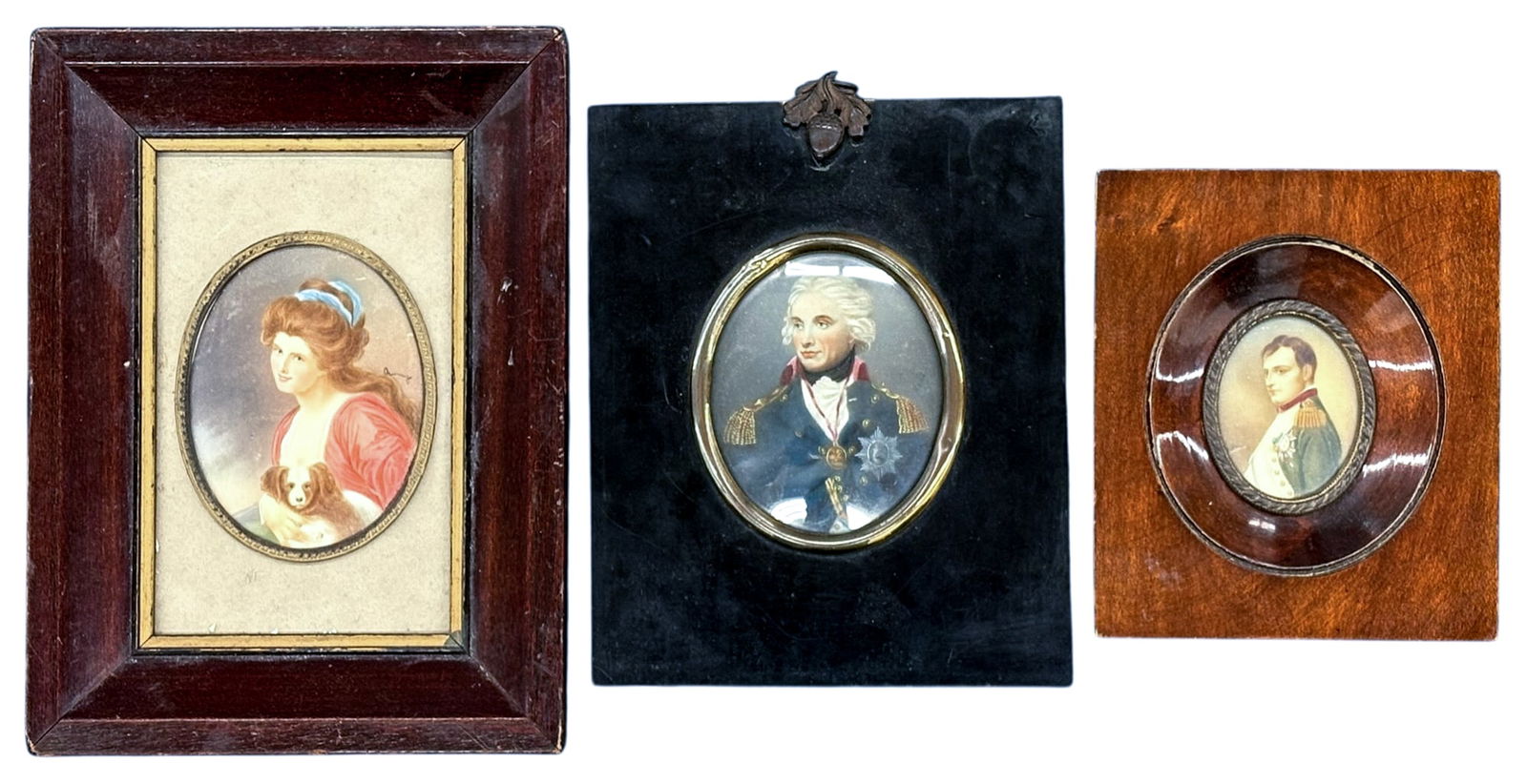 3pc Unknown Artists Antique Miniature Portraits (1 of 1)