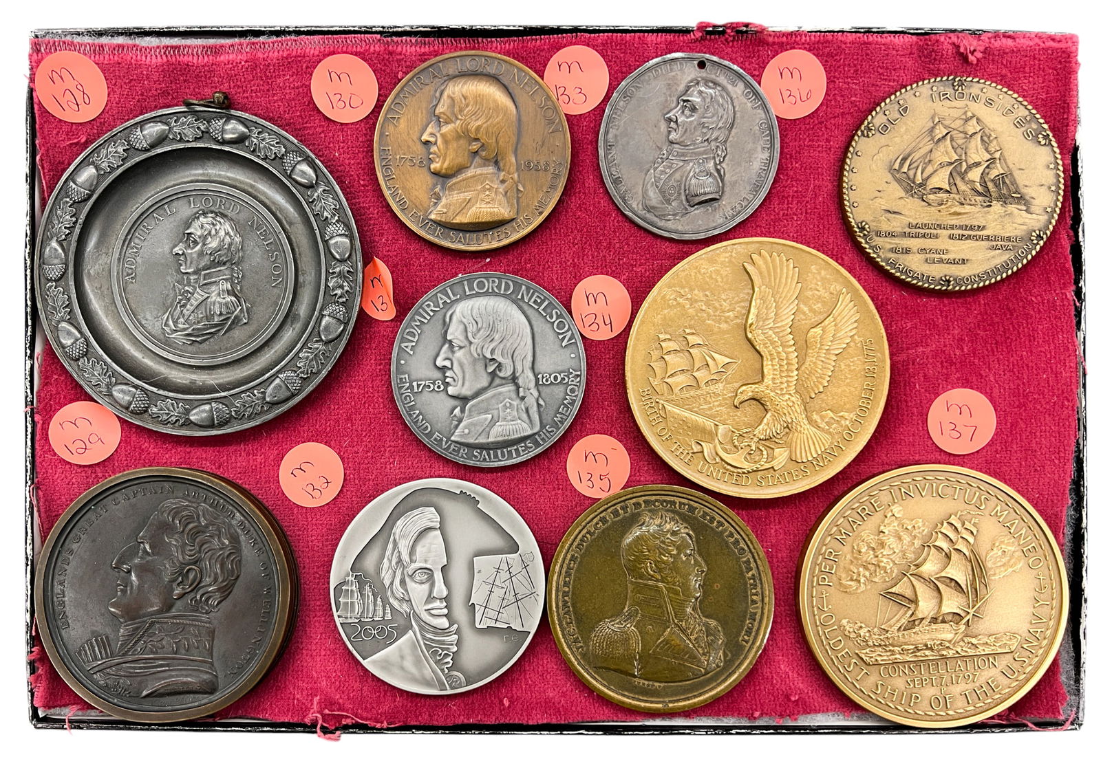 Box 10pc Admiral Nelson Medals etc.: Box 10pc Admiral Nelson Medals etc.