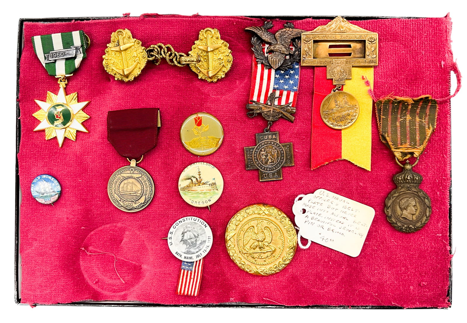 Box 11pc Military Medals & Buttons etc. (1 of 1)