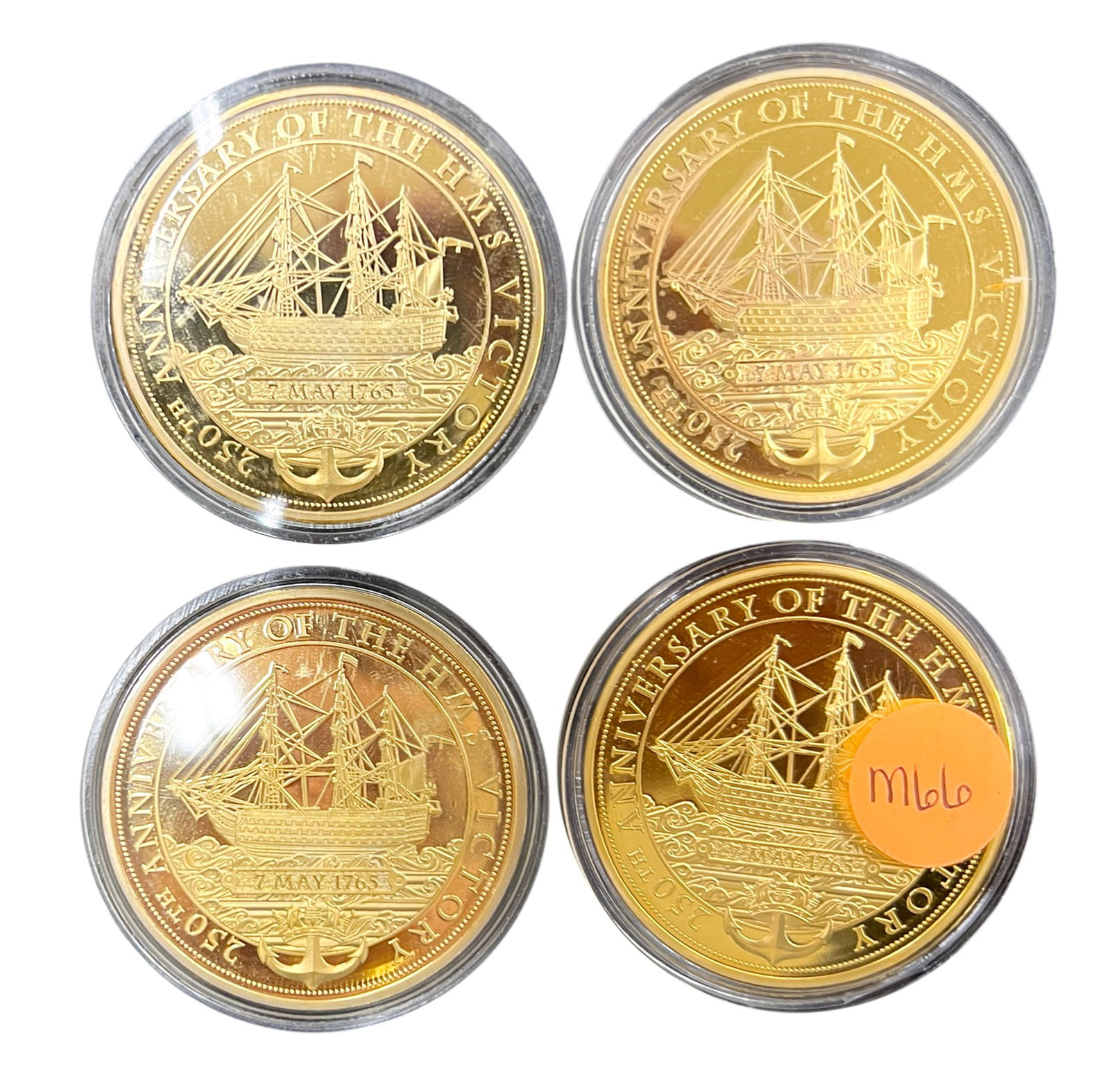 4pc HMS Victory Commemorative Gold Plated Coins: 4pc HMS Victory Commemorative Gold Plated Coins
