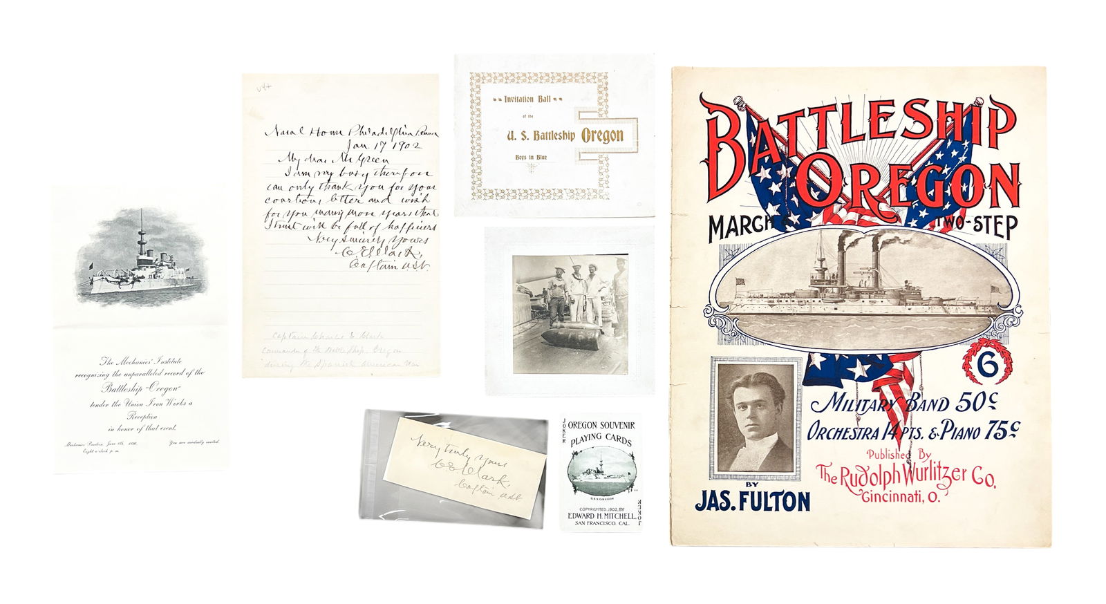 7pc USS Oregon Ephemera etc.: 7pc USS Oregon Ephemera etc.
